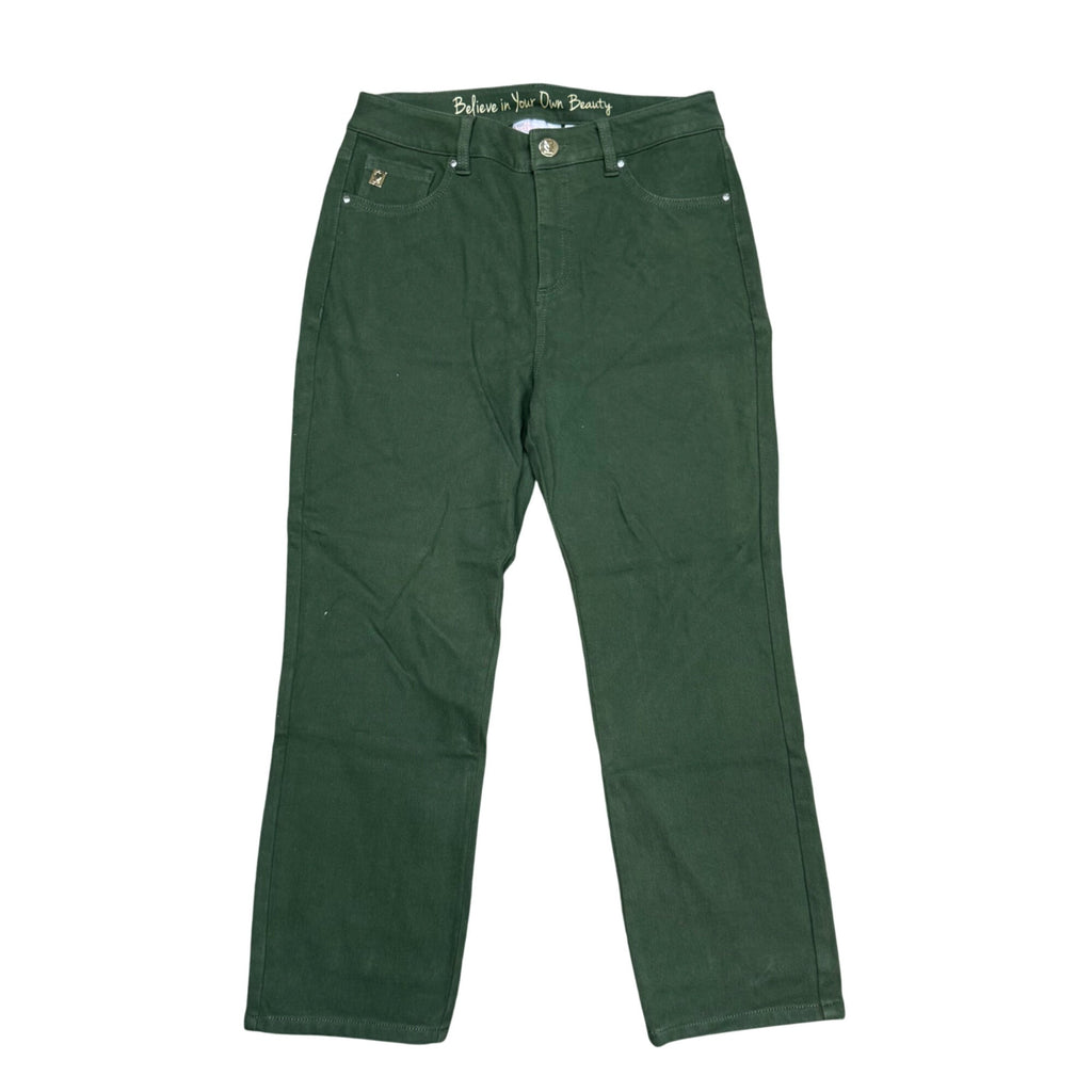 Belle By Kim Gravel Womens Green Straight Leg Pants Sz 4 Jeans Olive New w/o Tag