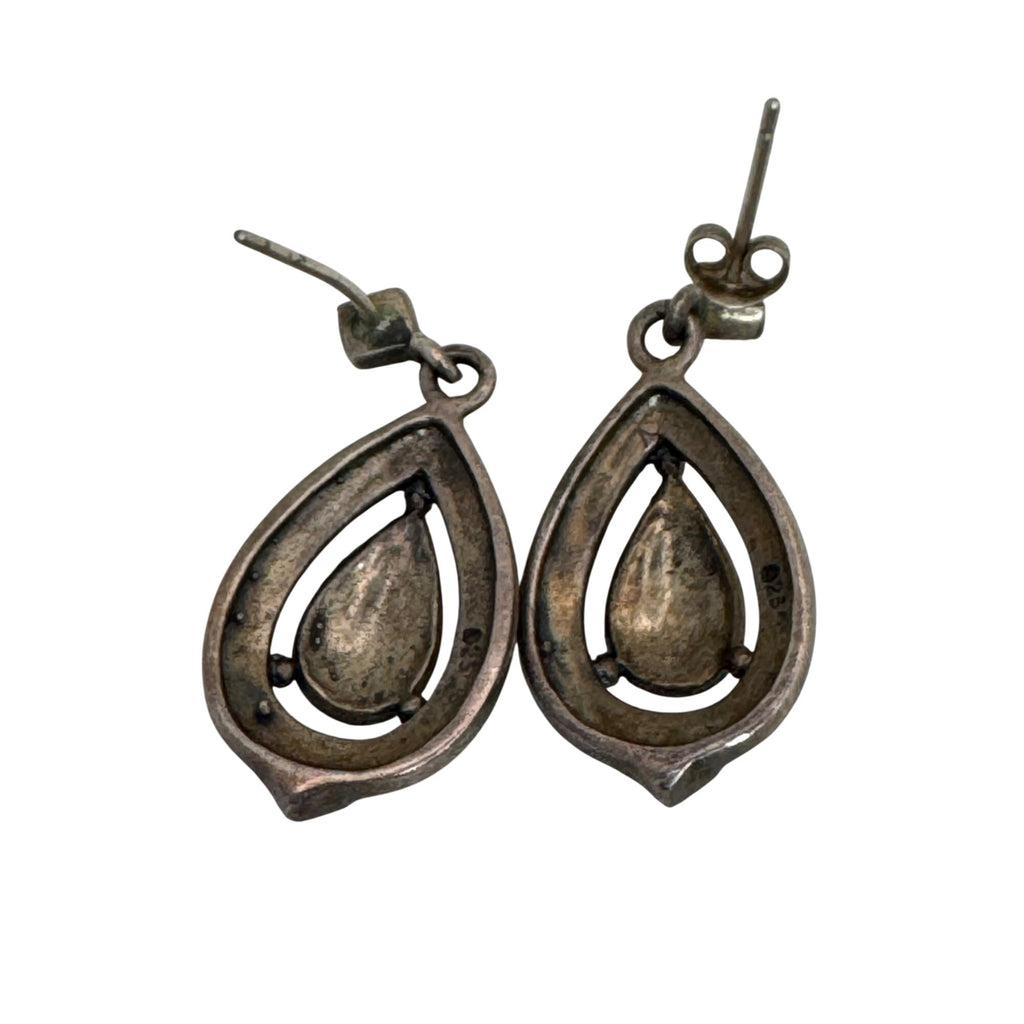Judith Jack Art Deco Earrings Sterling Silver Marcasite Teardrop 925 Dangle VTG