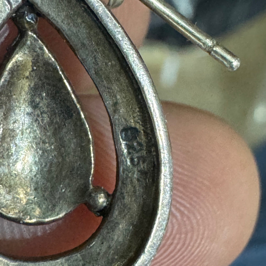 Judith Jack Art Deco Earrings Sterling Silver Marcasite Teardrop 925 Dangle VTG