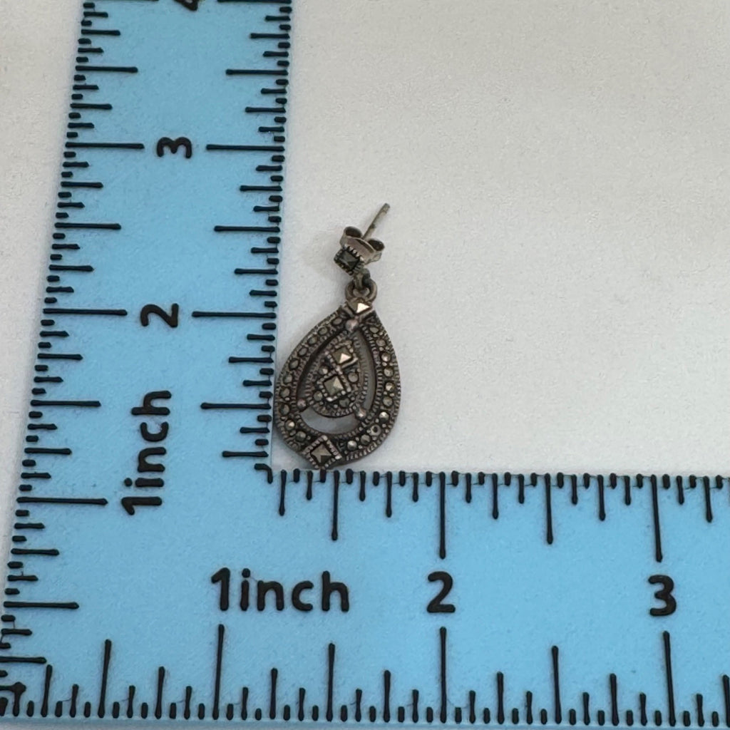 Judith Jack Art Deco Earrings Sterling Silver Marcasite Teardrop 925 Dangle VTG
