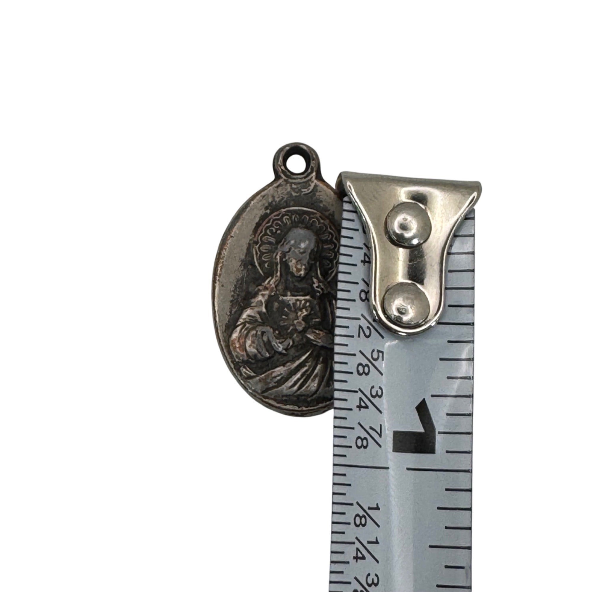 Vintage Sterling Silver 1" St. Jude Religious Medal Pendant Made in Italy Oval