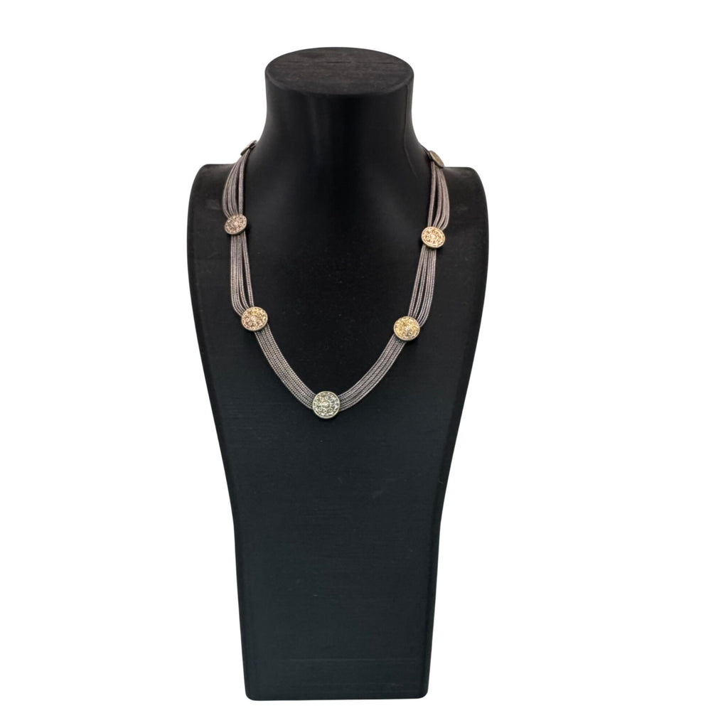 Byzantine Coin Sterling Silver Gold Vermeil Multi-Strand Necklace Choker 16" 34g