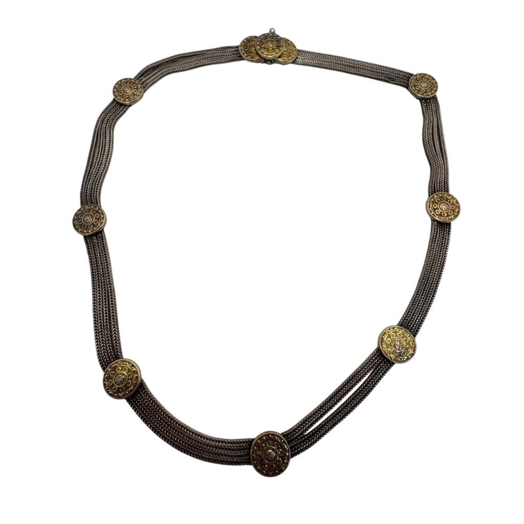 Byzantine Coin Sterling Silver Gold Vermeil Multi-Strand Necklace Choker 16" 34g