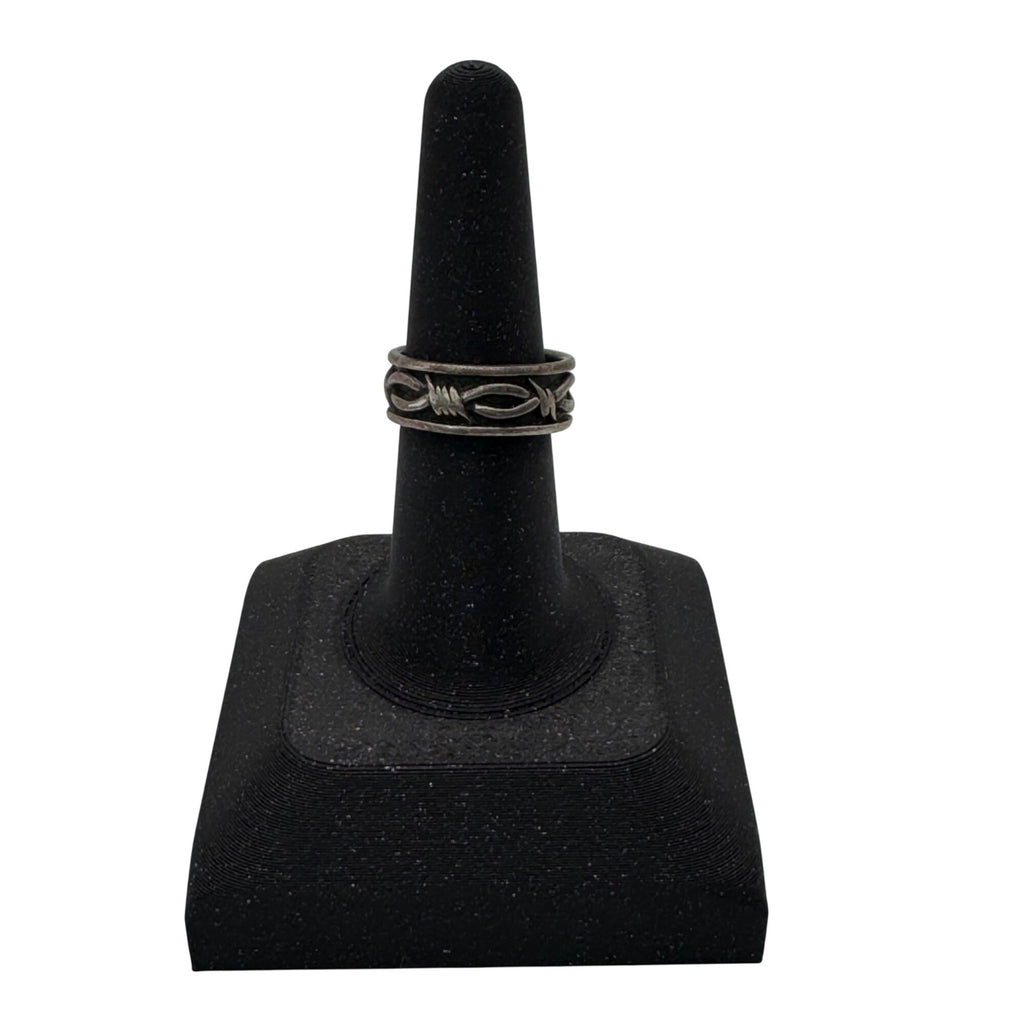 Handcrafted Solid 925 Sterling Silver Barbed Wire Biker Rocker Punk Ring 6.5