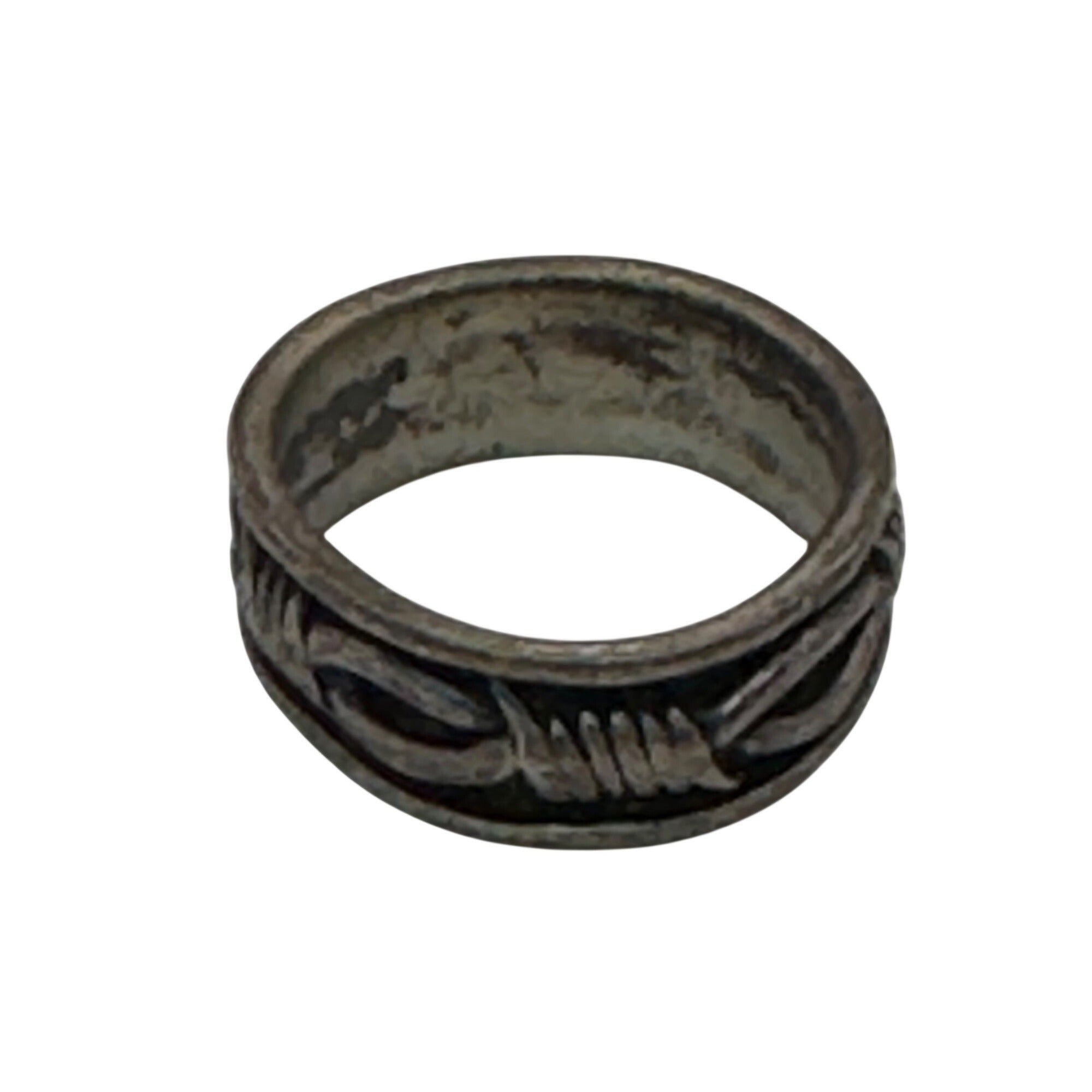 Handcrafted Solid 925 Sterling Silver Barbed Wire Biker Rocker Punk Ring 6.5