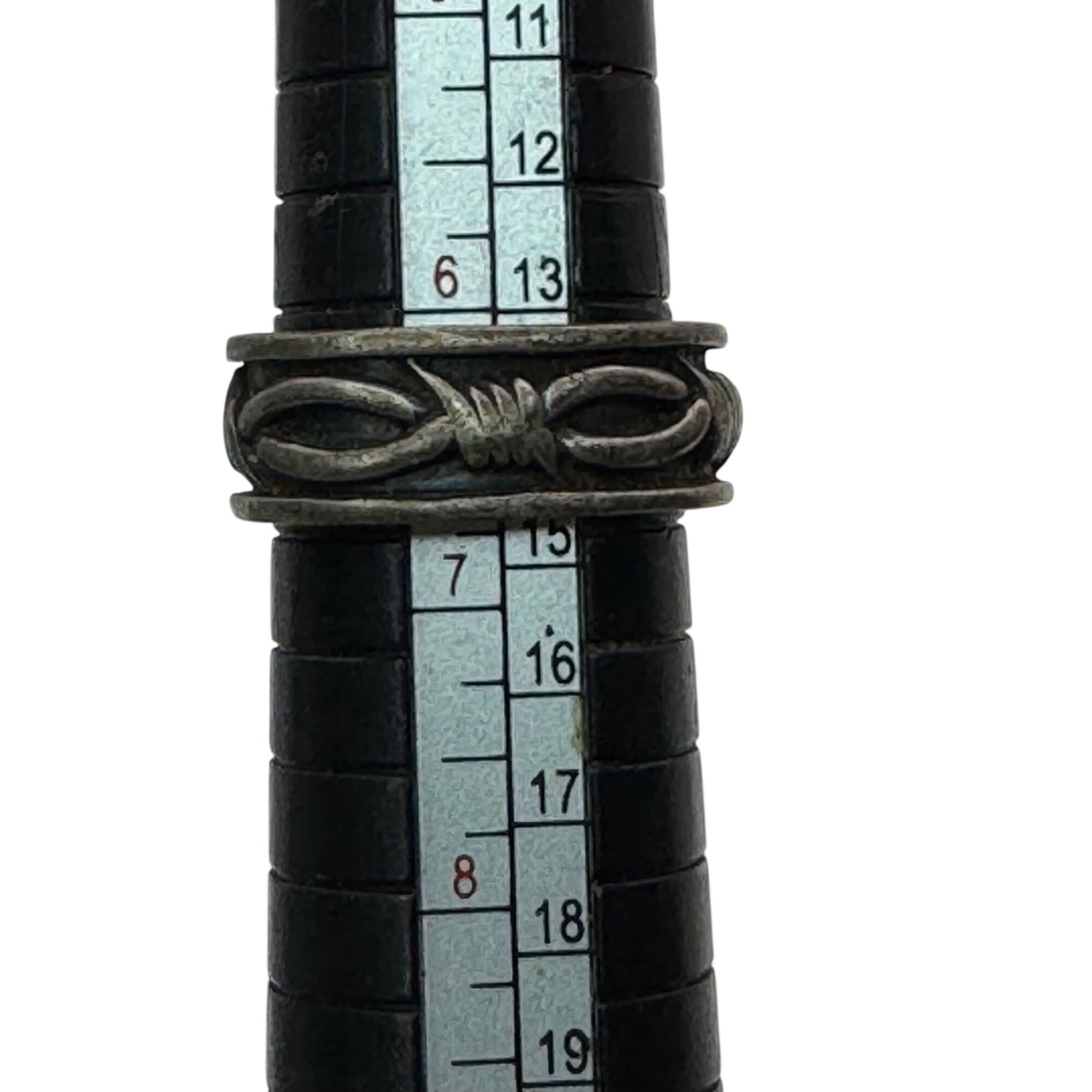 Handcrafted Solid 925 Sterling Silver Barbed Wire Biker Rocker Punk Ring 6.5