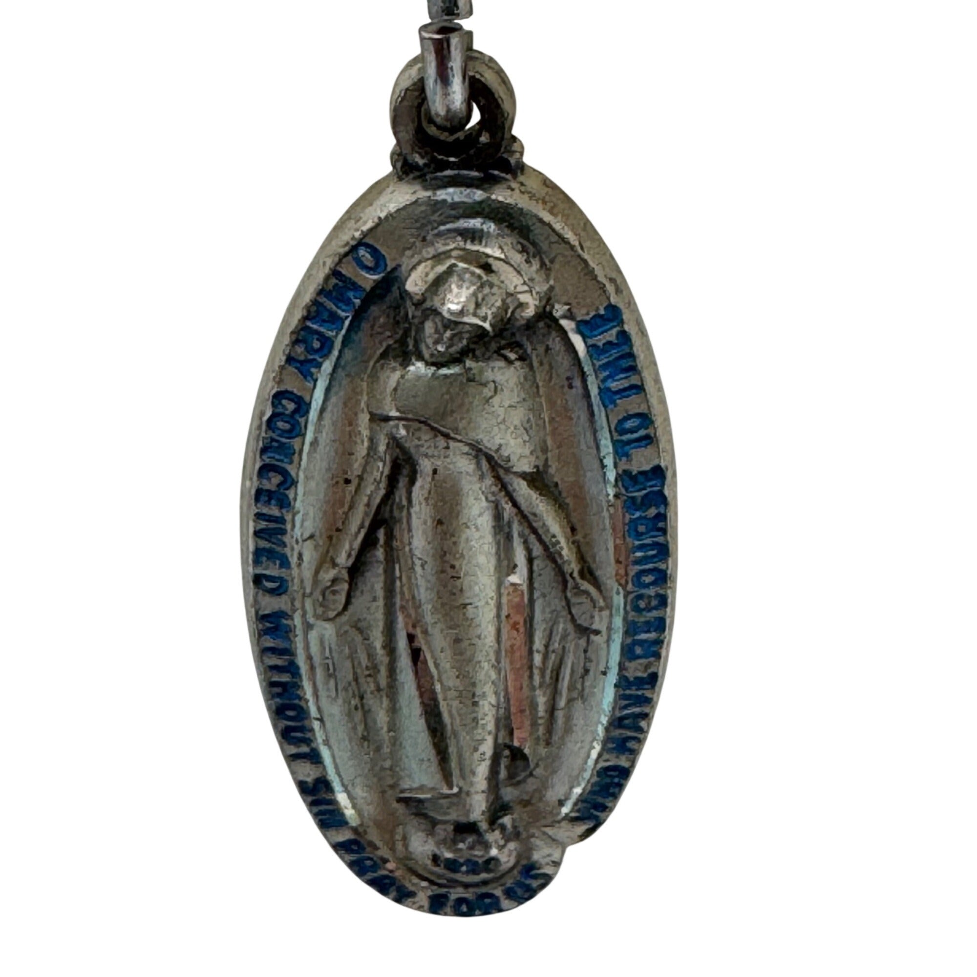 CREED 925 Sterling Silver Antique Art Deco St Mary Miraculous Medal Pendant 1830