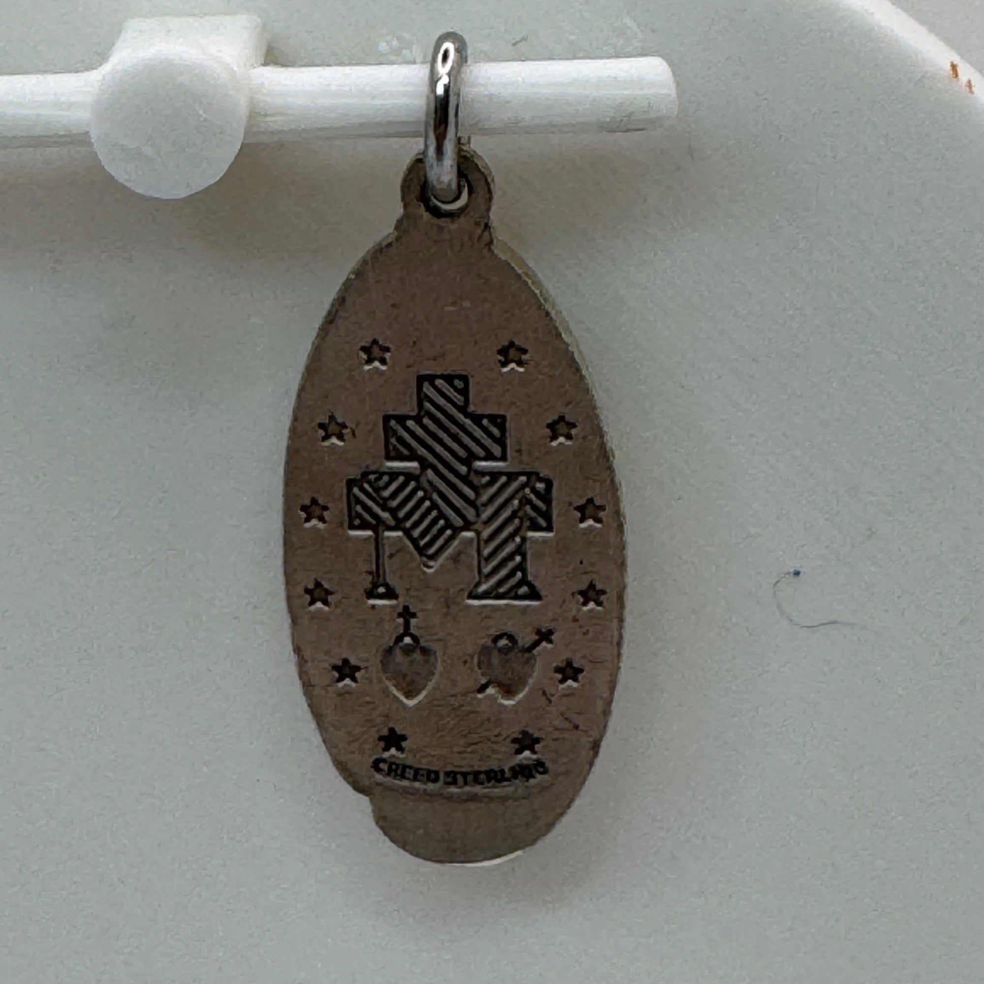 CREED 925 Sterling Silver Antique Art Deco St Mary Miraculous Medal Pendant 1830