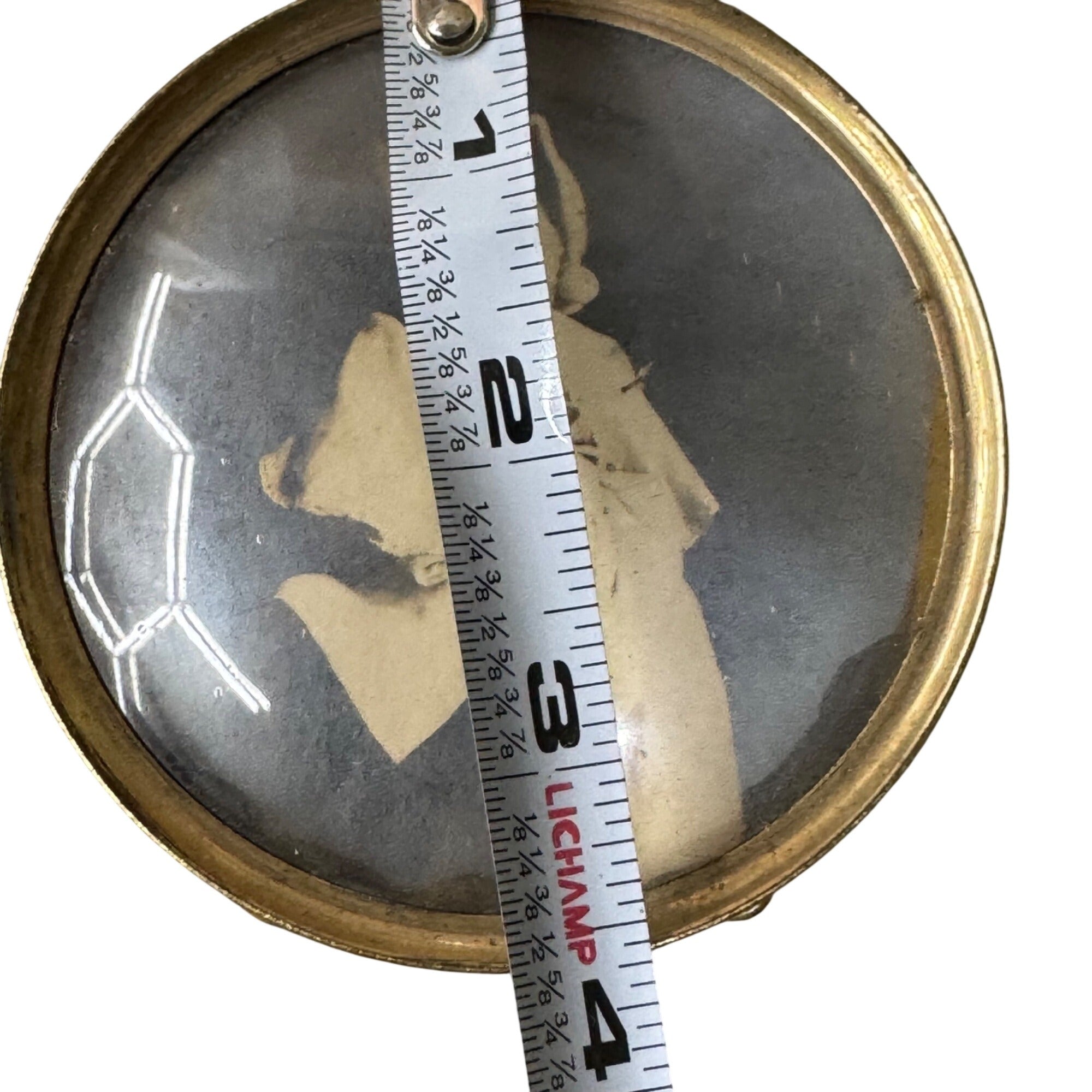 Antique Brass Round Frame Portrait Vintage Baby Photograph Easel Back Mini 3.5"