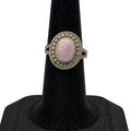 Vintage Navajo Southwest Sterling Silver Pink Oval Cabochon Ring J. Frank Size 6