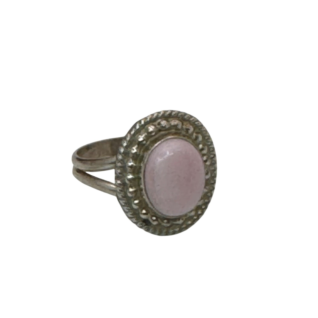 Vintage Navajo Southwest Sterling Silver Pink Oval Cabochon Ring J. Frank Size 6