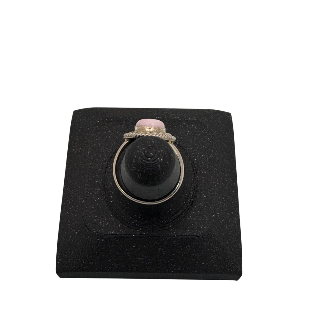 Vintage Navajo Southwest Sterling Silver Pink Oval Cabochon Ring J. Frank Size 6