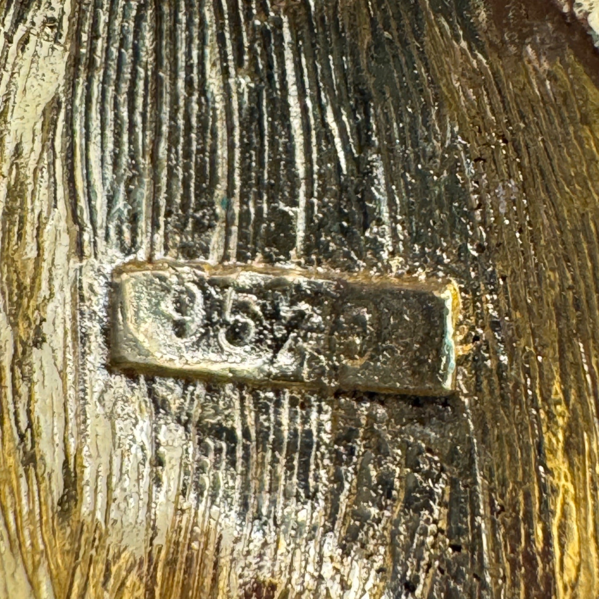 Statement Enamel Owl Brooch Pin Gold Tone Enamel Vintage Signed Horned 3" Estate