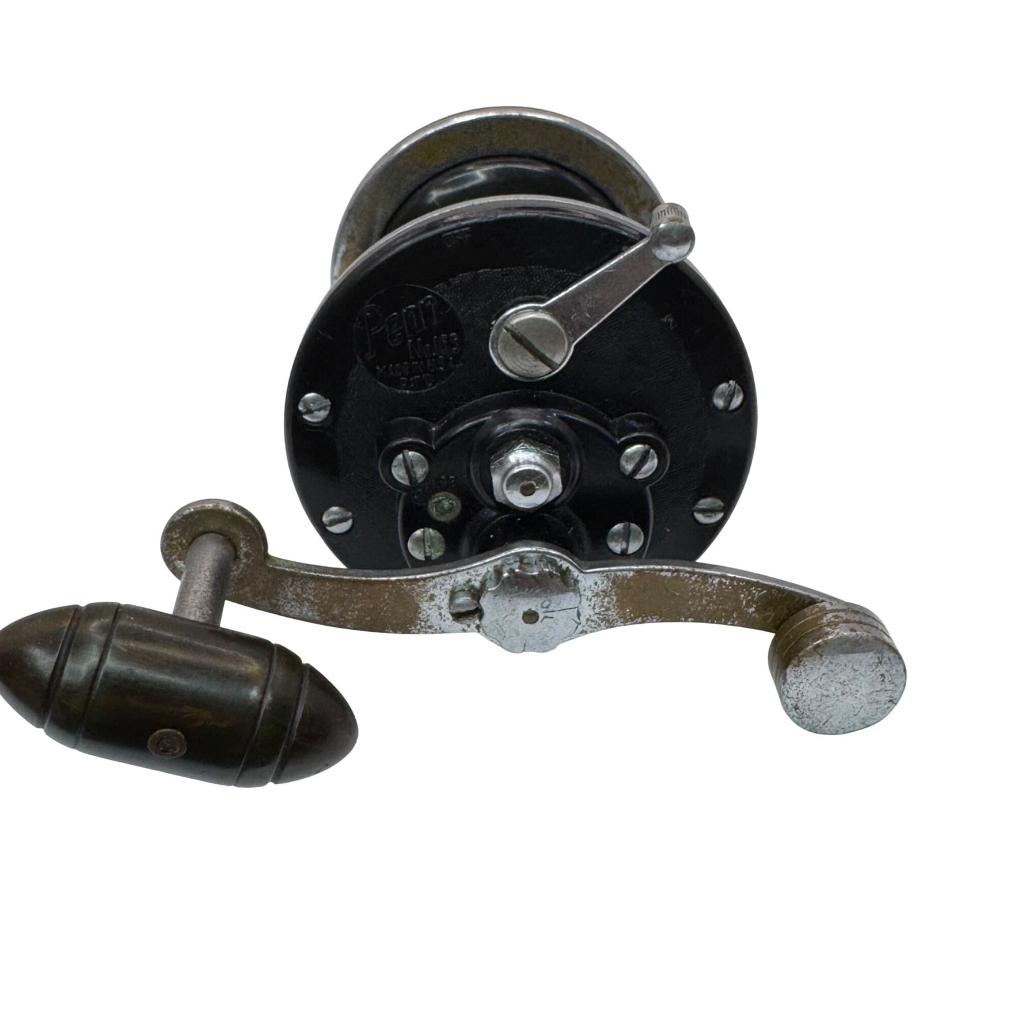 Vintage Penn No. 155 Fishing Reel Made In USA Black Silver 3" Saltwater Casting