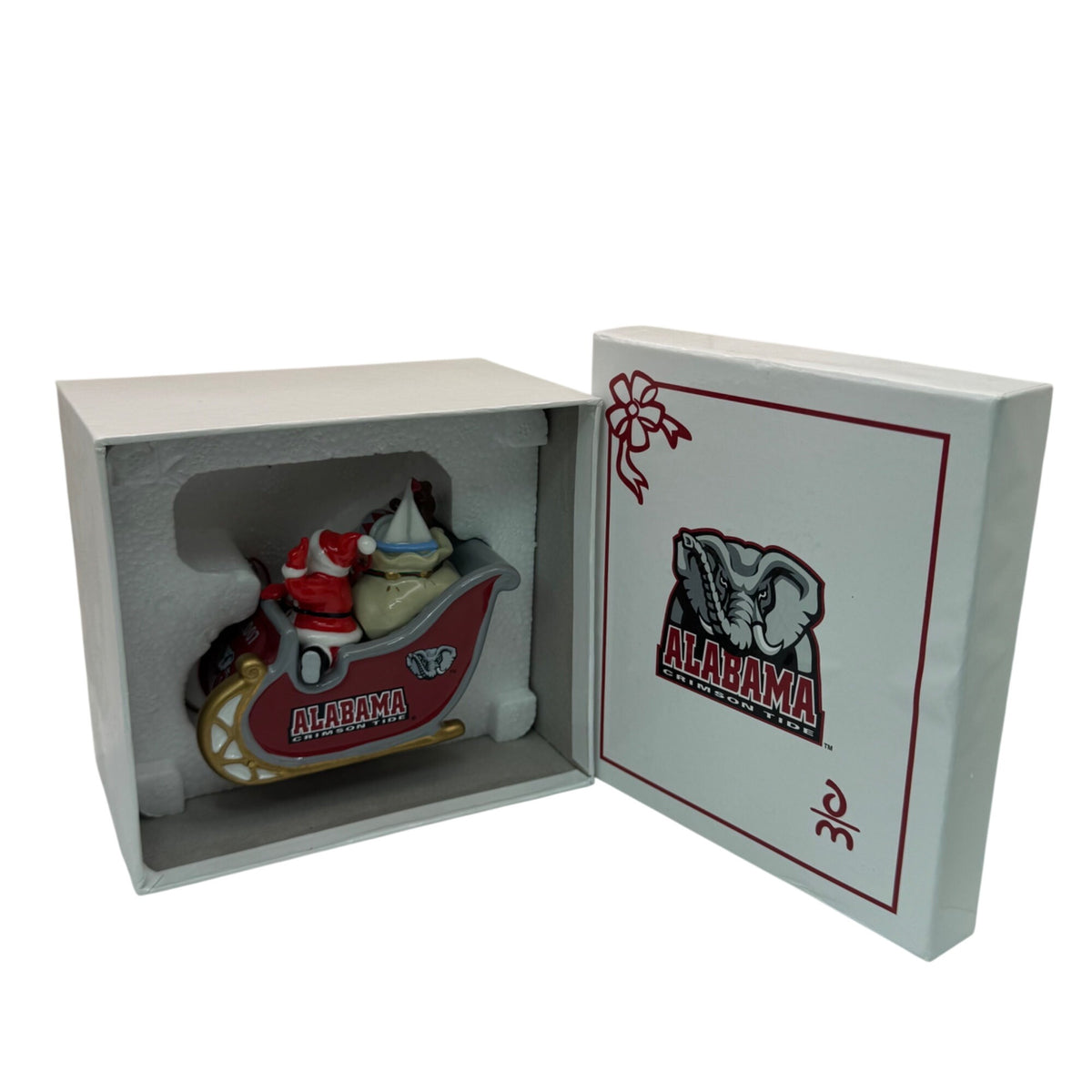 Alabama Crimson Tide 2007 Santa Sleigh Ceramic Ornament w/ Box Danbury Mint Vtg