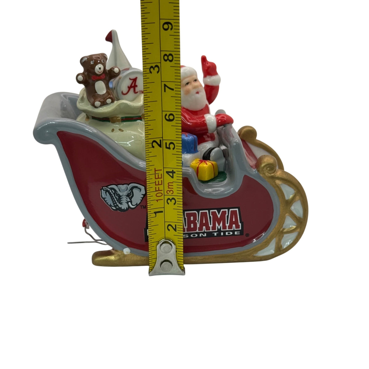 Alabama Crimson Tide 2007 Santa Sleigh Ceramic Ornament w/ Box Danbury Mint Vtg