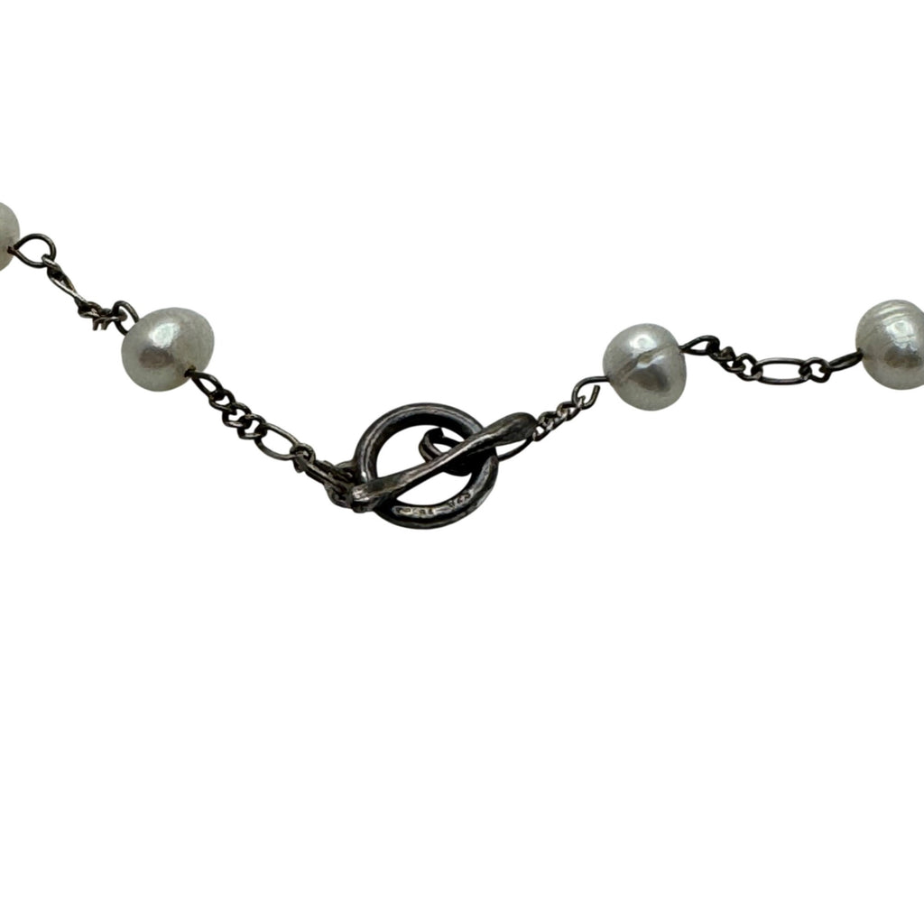 Artisan Crafted Sterling Silver Freshwater Pearl Choker Hand Made Necklace 15"