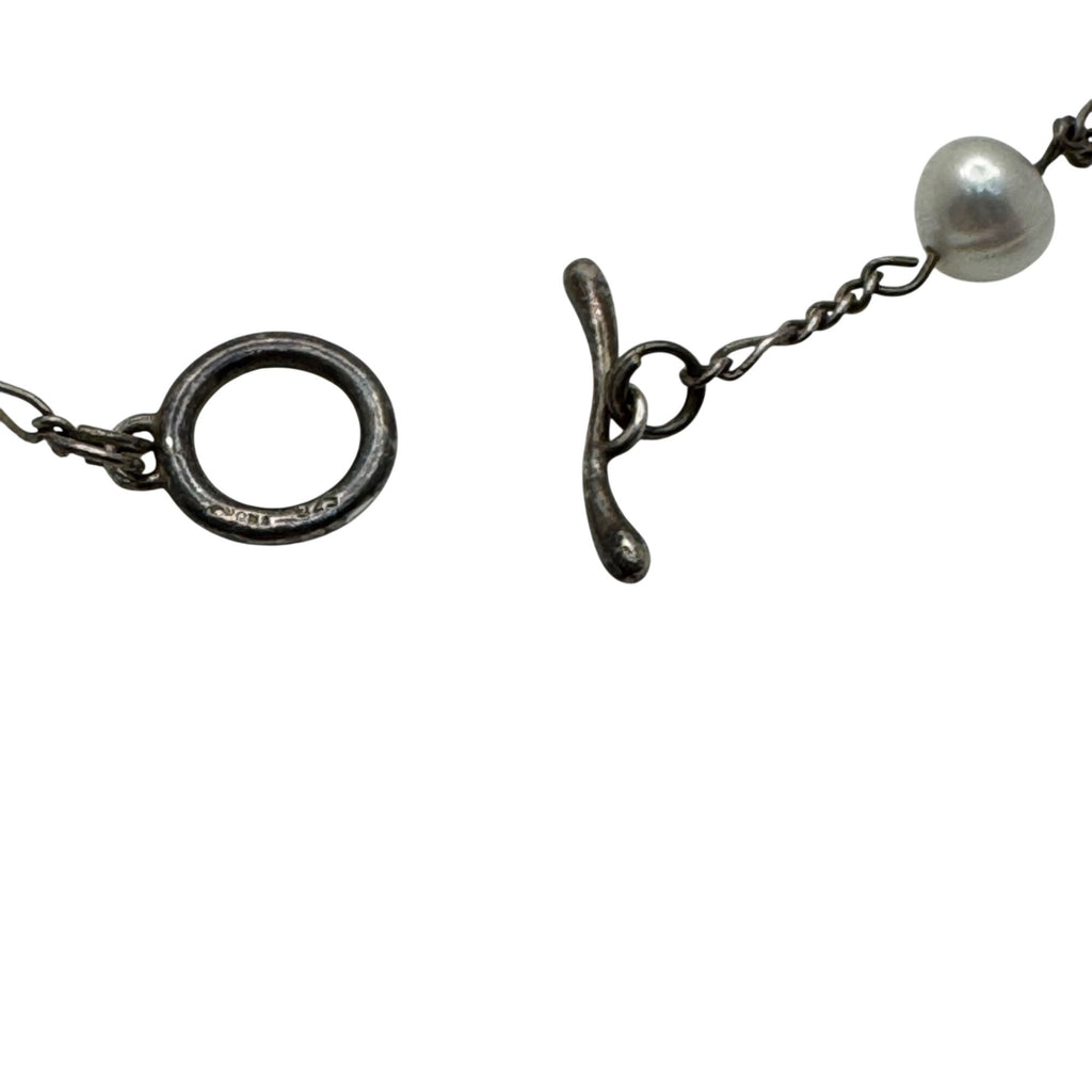 Artisan Crafted Sterling Silver Freshwater Pearl Choker Hand Made Necklace 15"