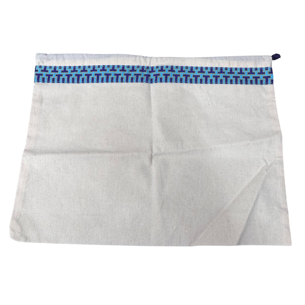 Tory Burch White Canvas Dust Bag Authentic Blue Pattern & Gold Logo Charm 13"x10