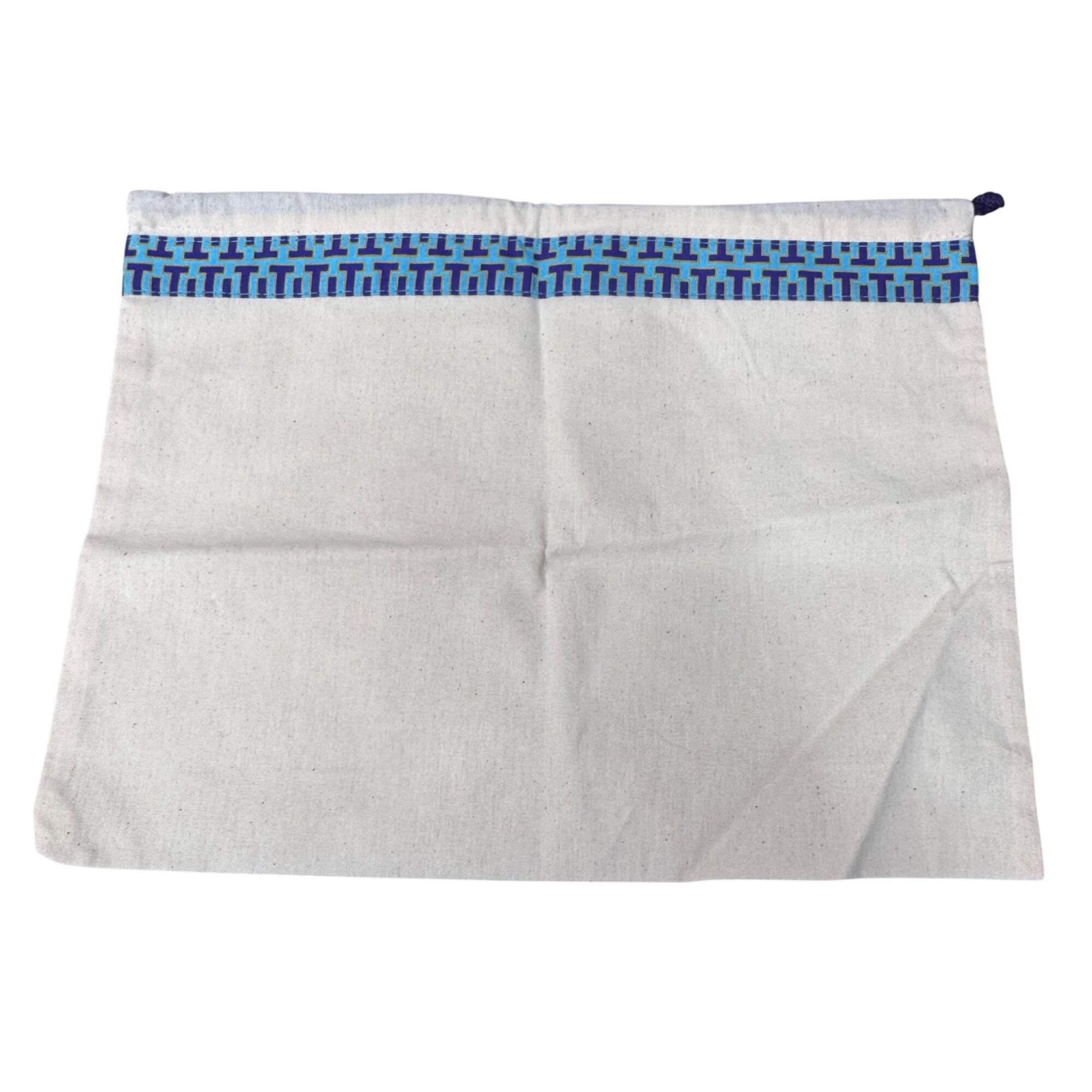 Tory Burch White Canvas Dust Bag Authentic Blue Pattern & Gold Logo Charm 13"x10
