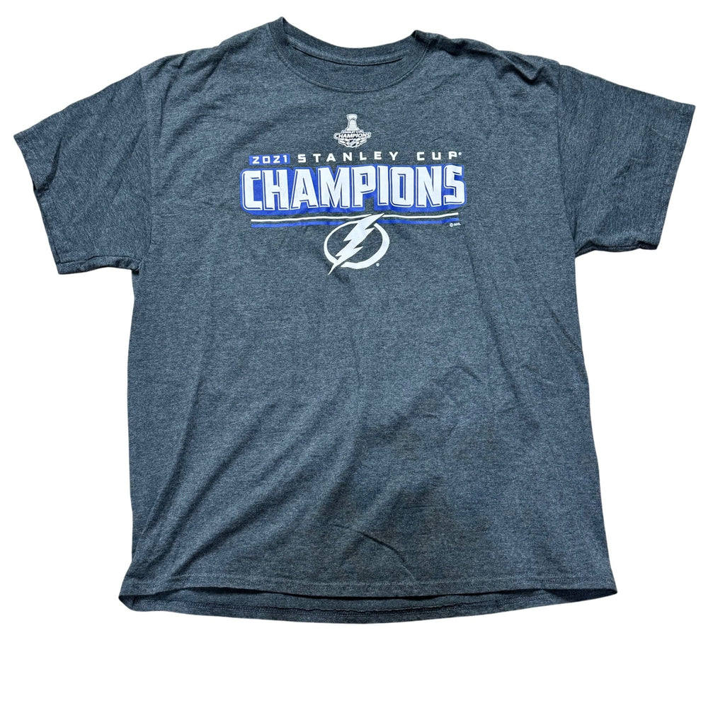 2021 Stanley Cup Champions Tampa Bay Lightning XL Gray T-Shirt Hockey NHL Fan