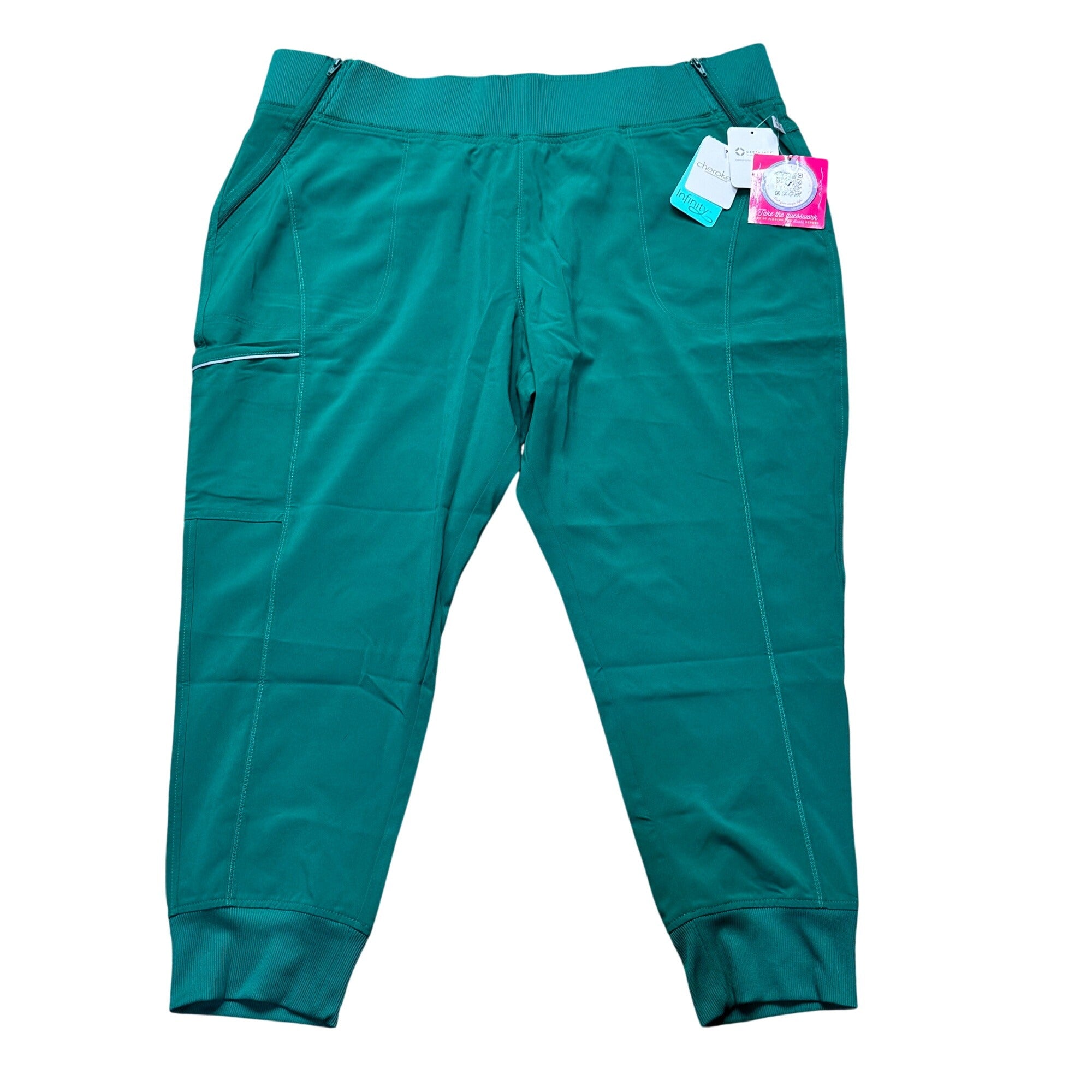 Cherokee Infinity Petite 2XL Scrub Pants Green  Joggers Elastic Ankle NEW w Tags