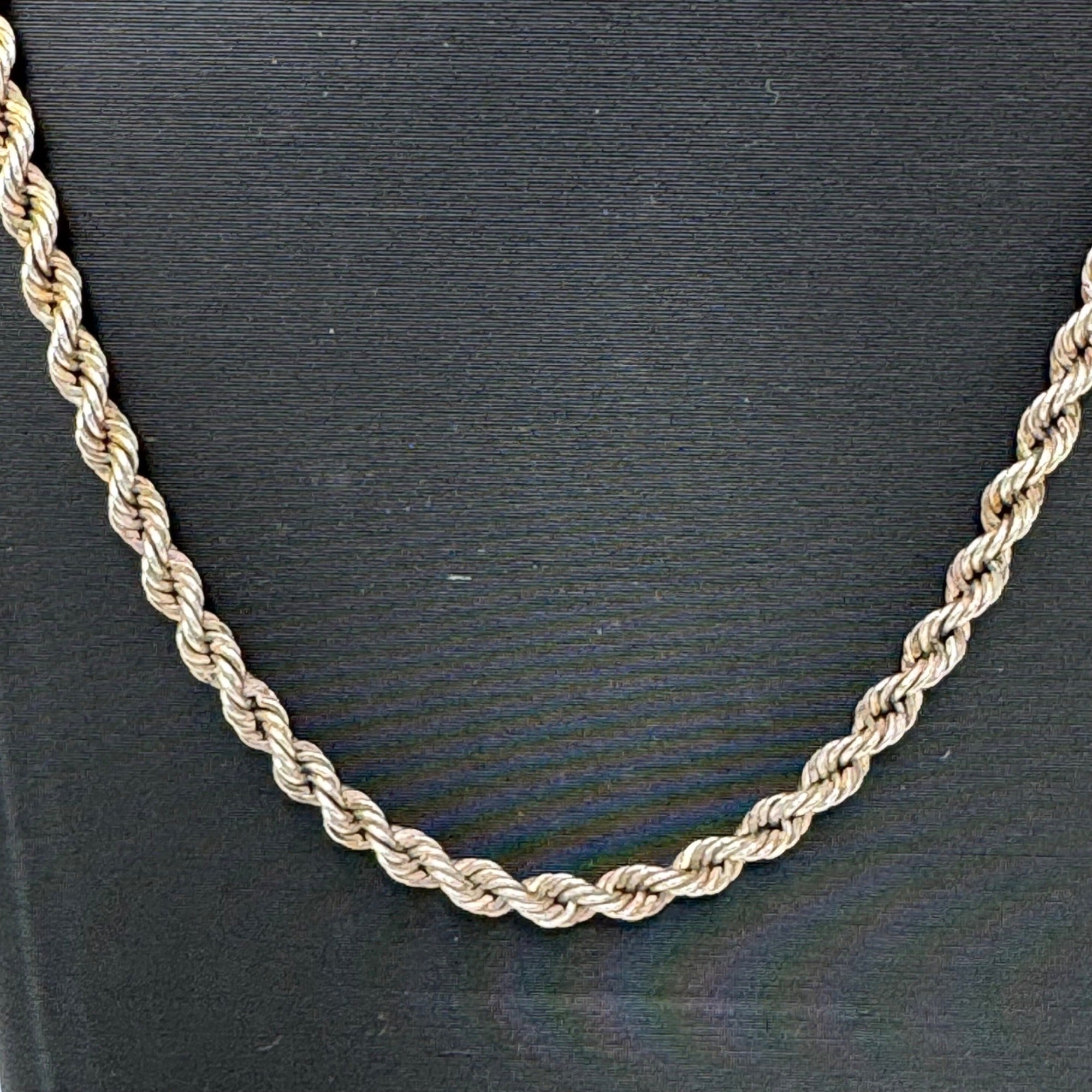 Vintage Sterling Silver Rope Chain Necklace 24" Long Spring Ring Clasp 16g