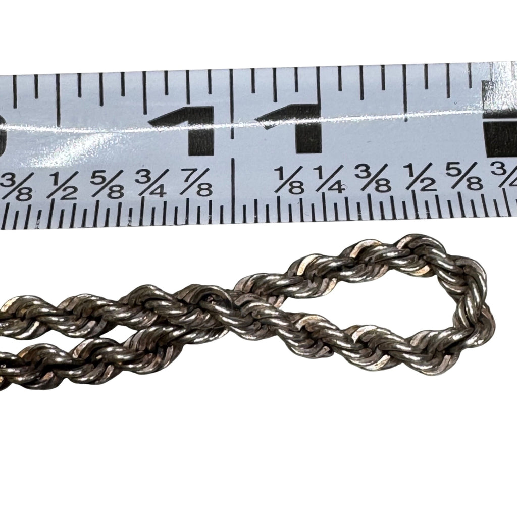 Vintage Sterling Silver Rope Chain Necklace 24" Long Spring Ring Clasp 16g