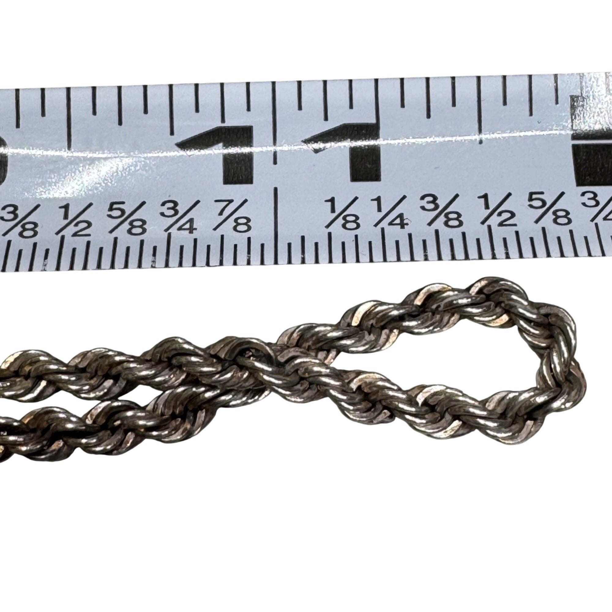Vintage Sterling Silver Rope Chain Necklace 24" Long Spring Ring Clasp 16g
