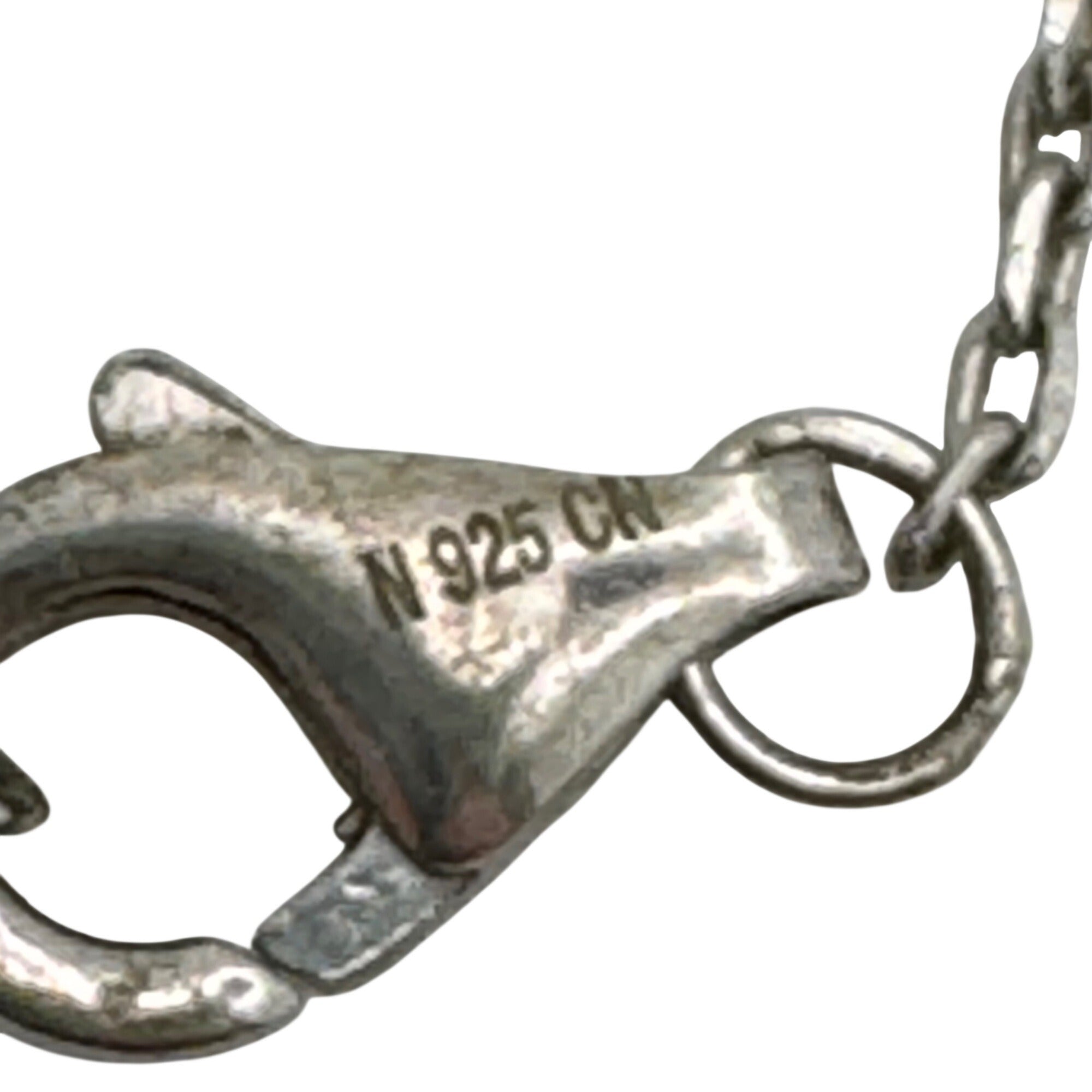 Vintage Sterling Silver Om Necklace Hamsa & Evil Eye Crystal Pendants Chain 16"