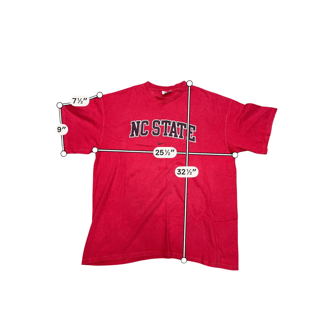 Vintage Nike NC State Red Graphic T-Shirt XL 100% Cotton Casual Short Sleeve Tee