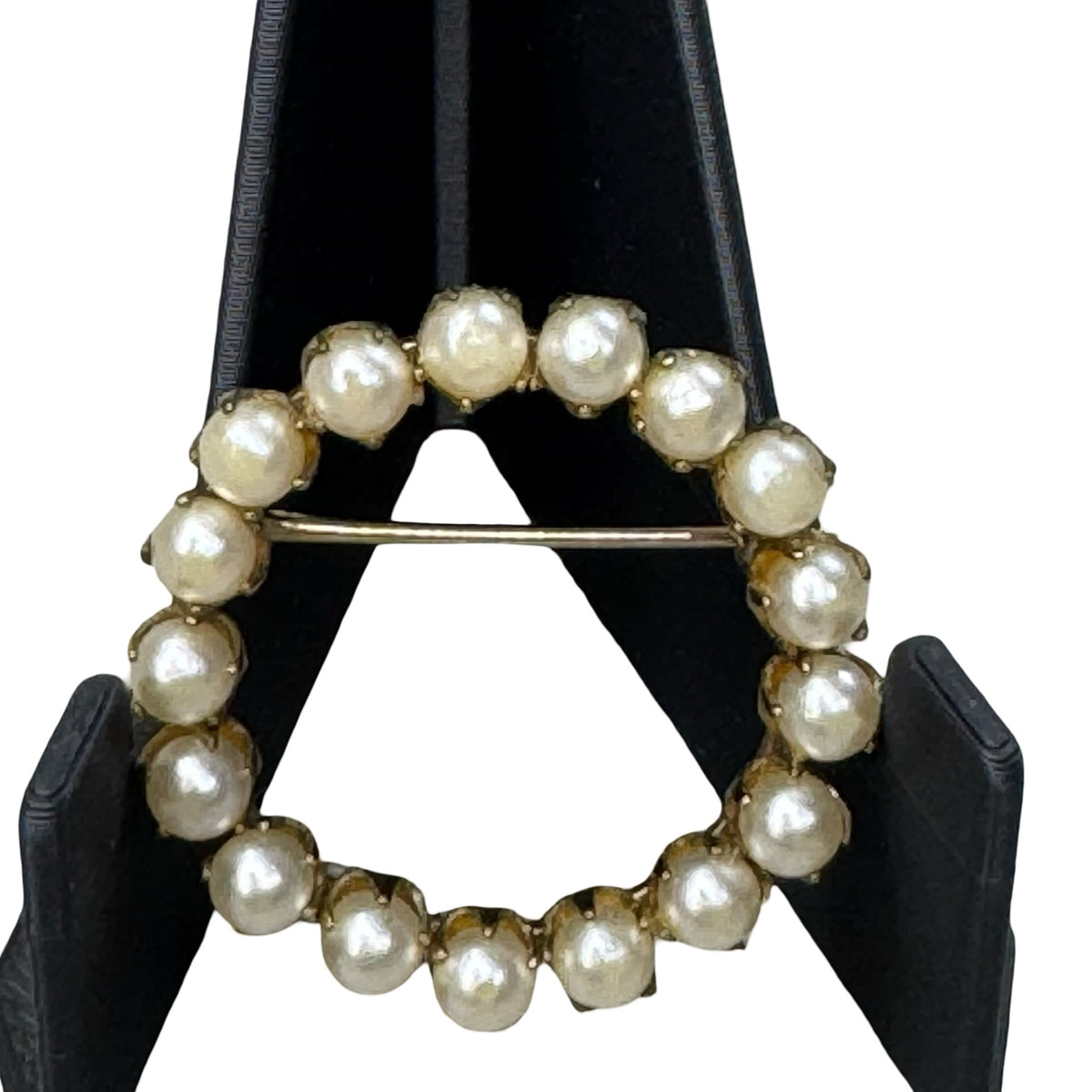 12k Gold Filled Akoya Pearl Circle Wreath Brooch Pin TK Vintage 4gr Classic