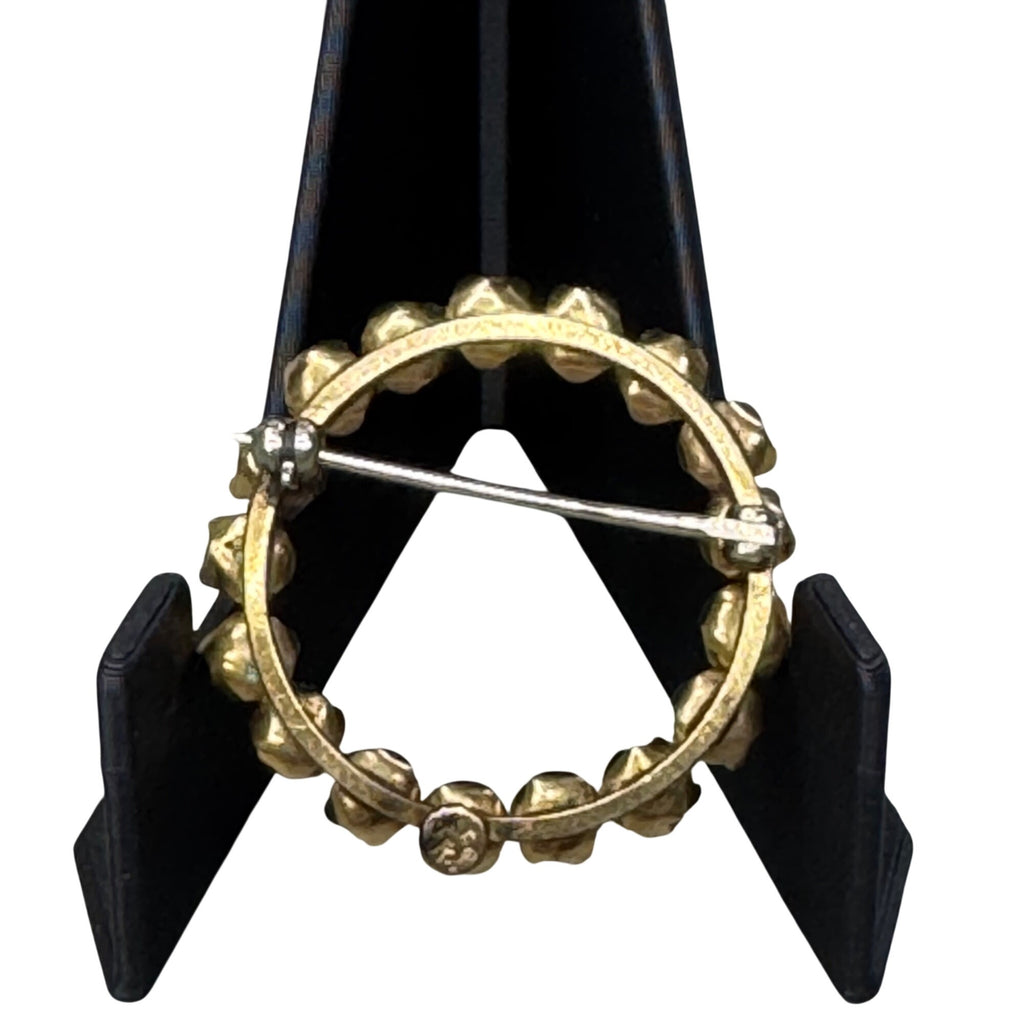 12k Gold Filled Akoya Pearl Circle Wreath Brooch Pin TK Vintage 4gr Classic