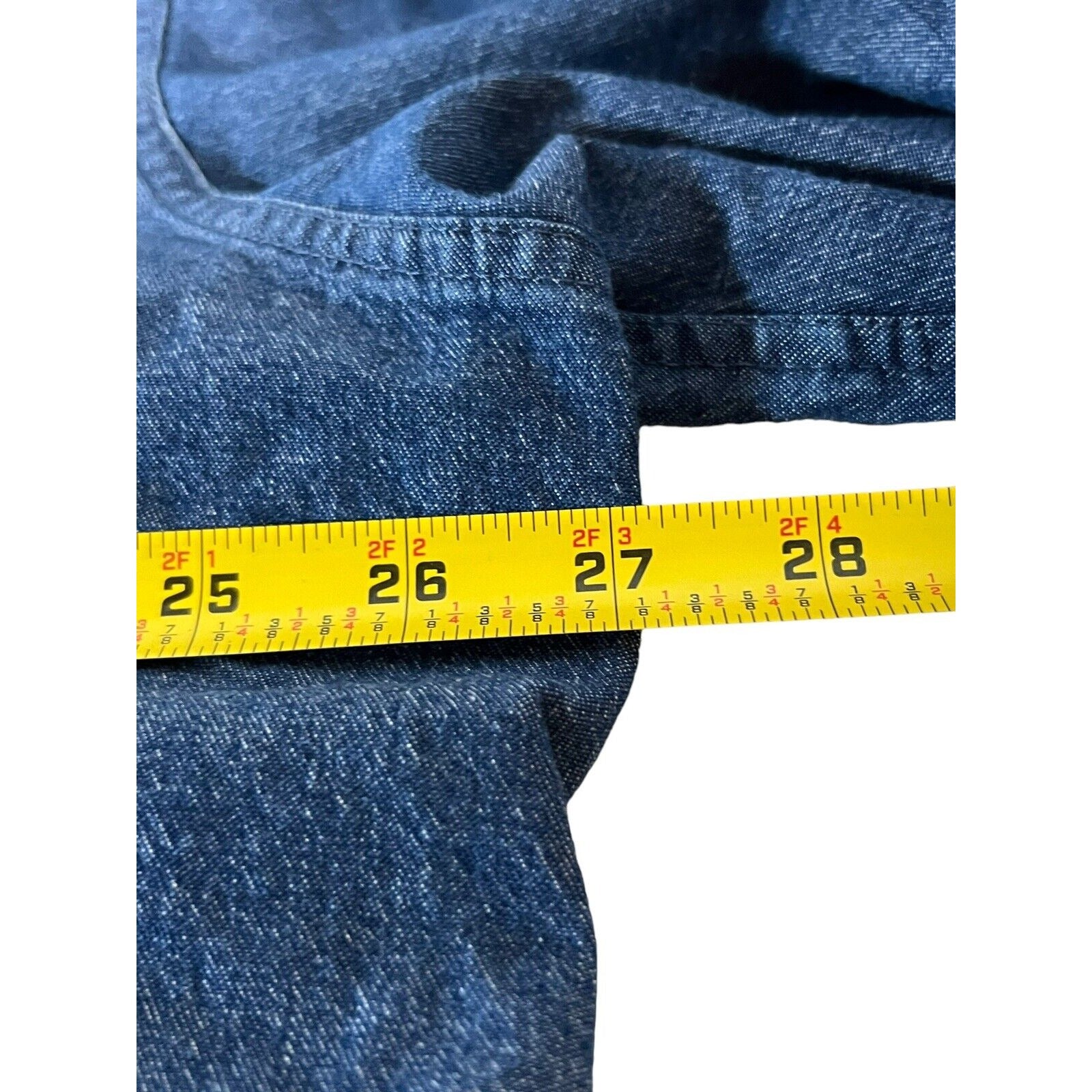 Wrangler Shirt 2XL Blue Denim Jean Button Down Flex Stretch Comfort XXL Big Tall