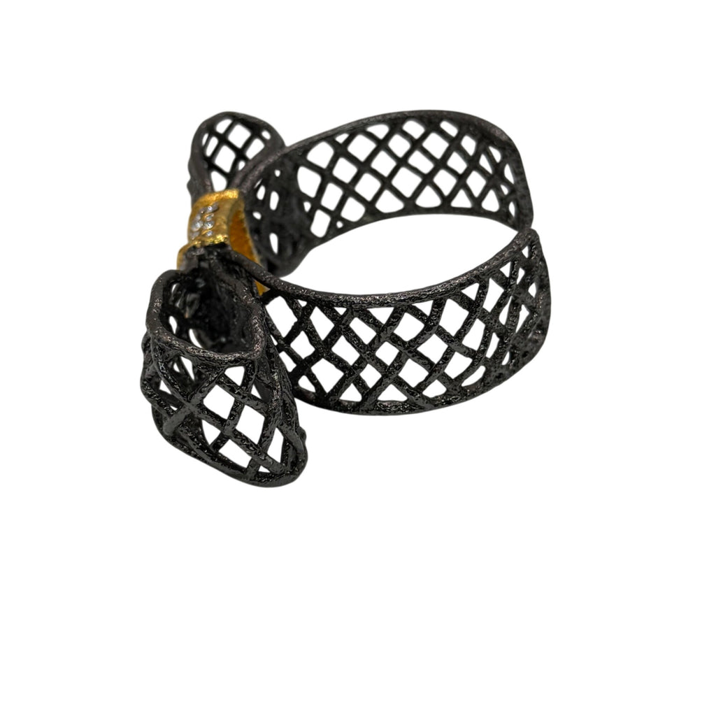 Avant-garde ALEXIS BITTAR Big BOW Sculptural Woven Caged Cuff Bracelet Runway