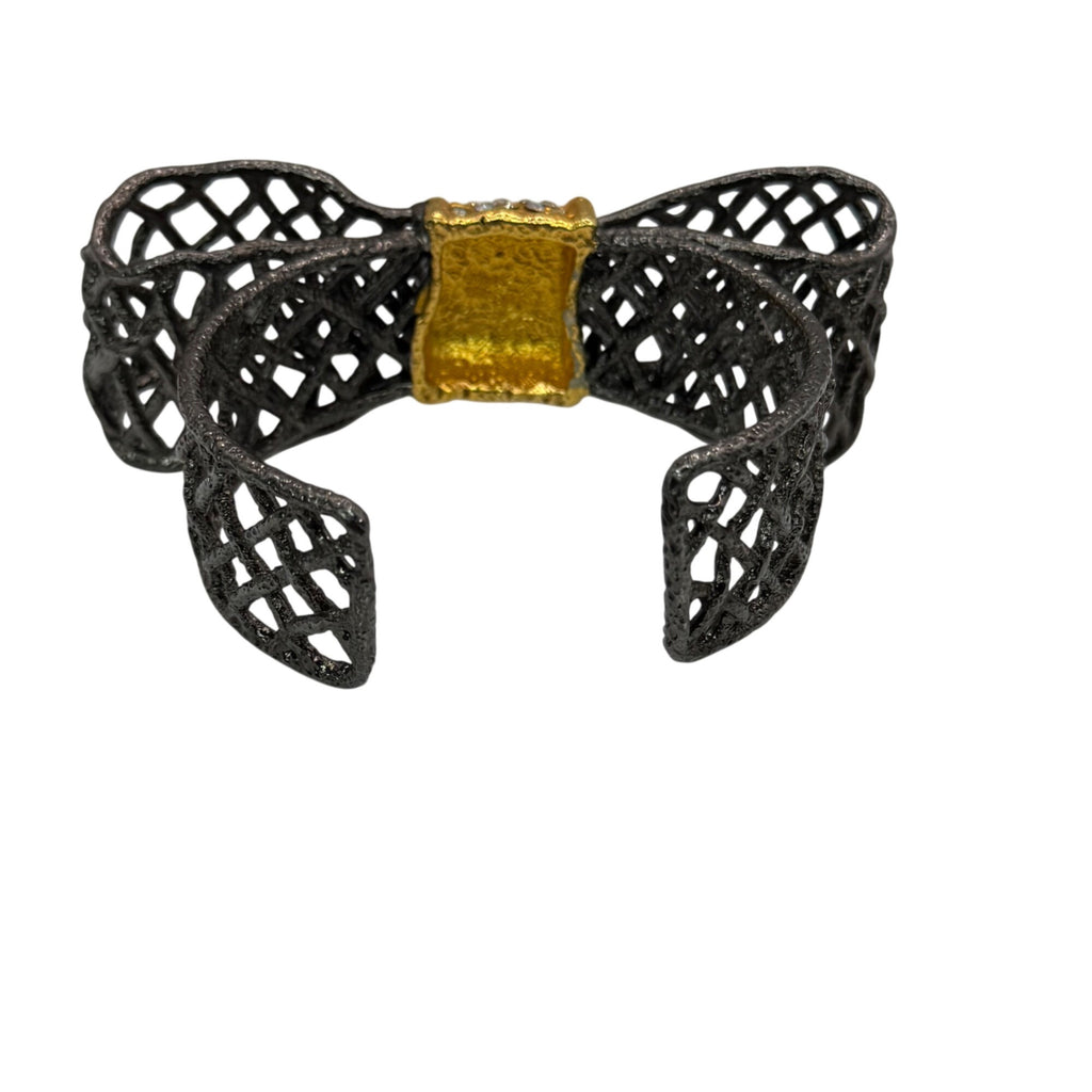 Avant-garde ALEXIS BITTAR Big BOW Sculptural Woven Caged Cuff Bracelet Runway