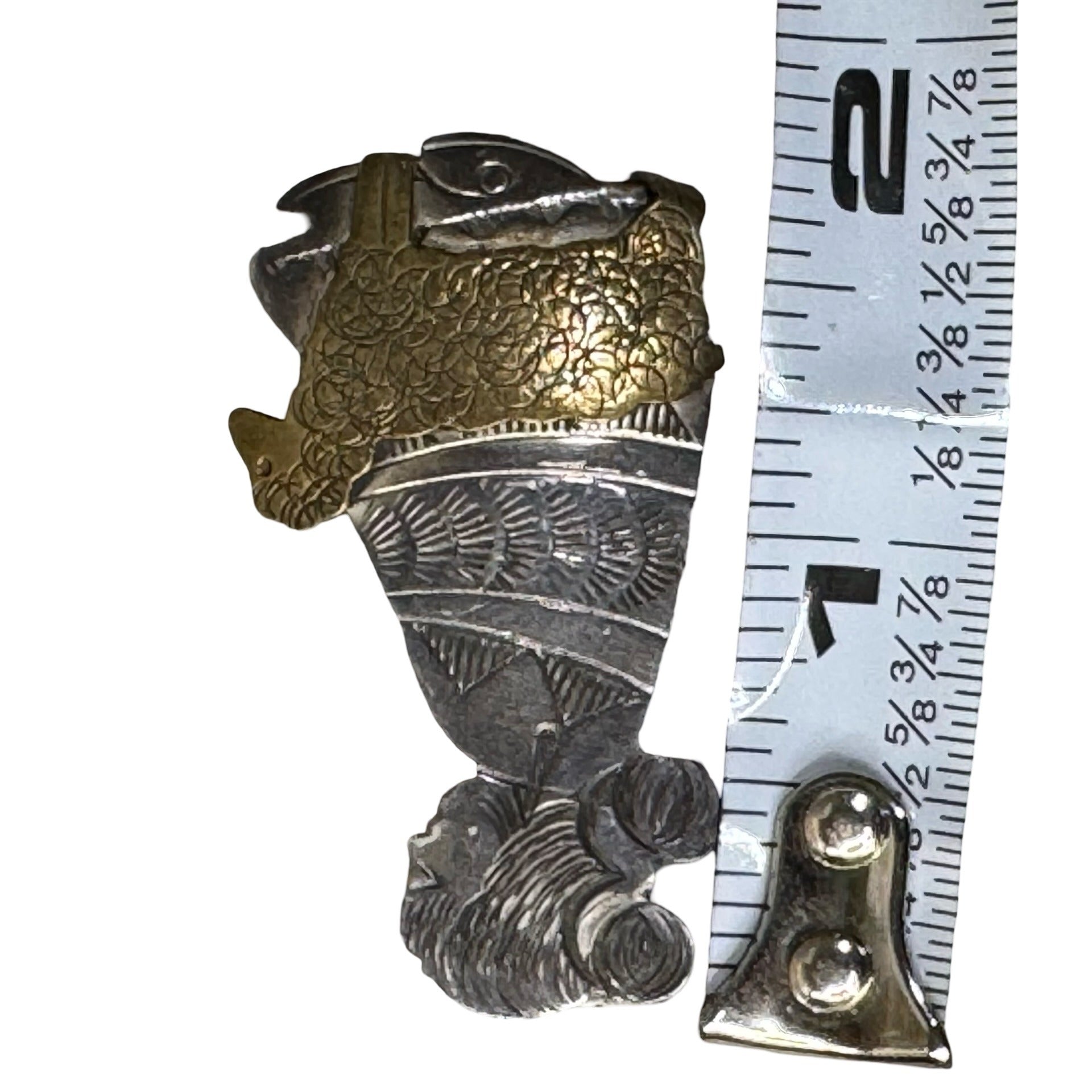 Vintage Navajo Benson Boyd Sterling Silver Brass BB Native Girl Sheep Pin Brooch