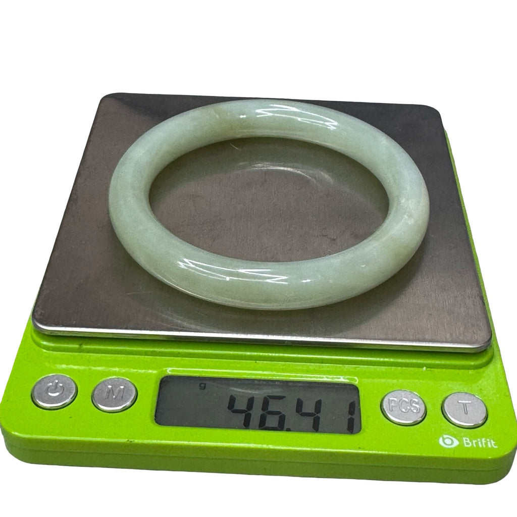 Solid Apple Green Jade Bracelet 7” Vintage 46.4g Polished Gemstone Bangle Estate