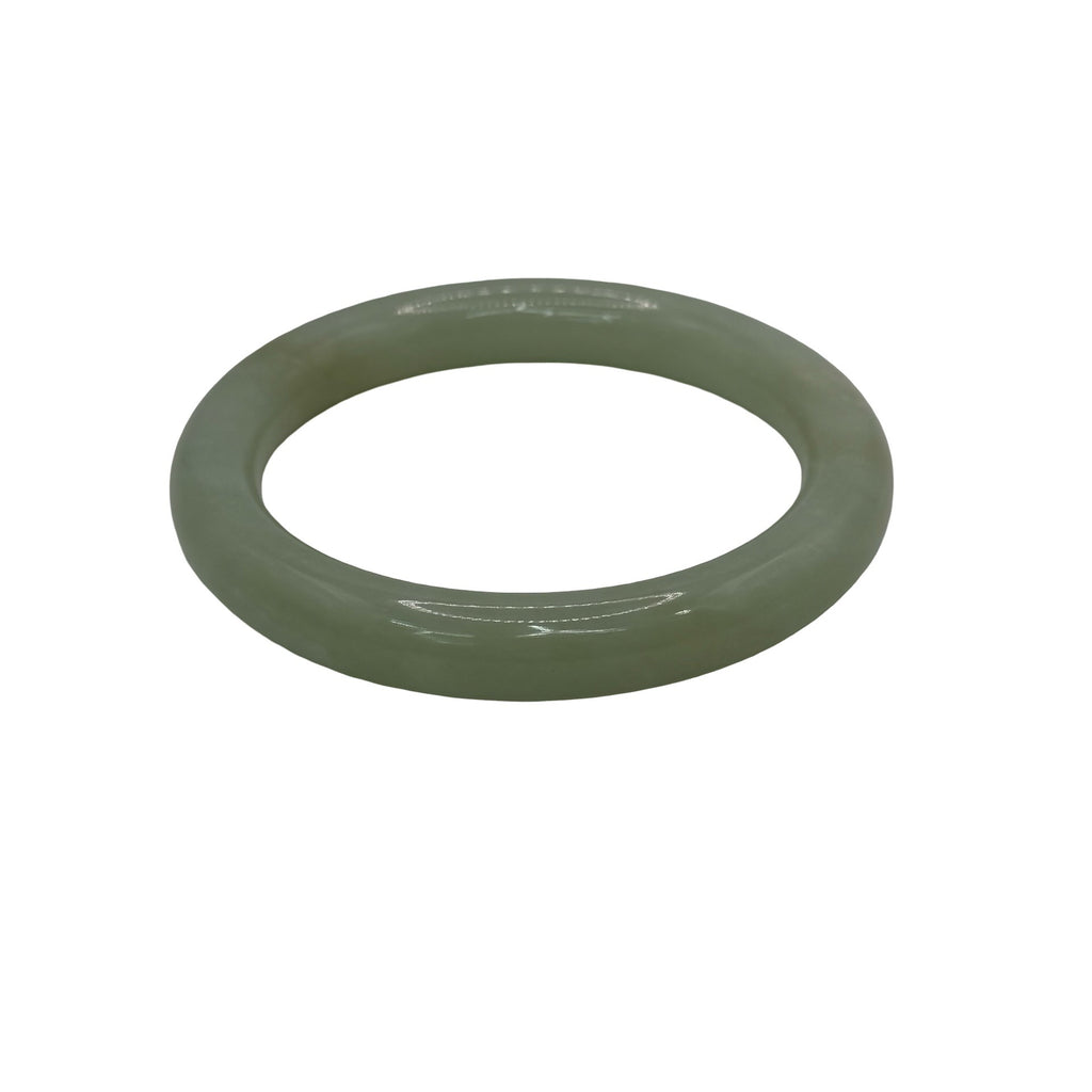 Solid Apple Green Jade Bracelet 7” Vintage 46.4g Polished Gemstone Bangle Estate