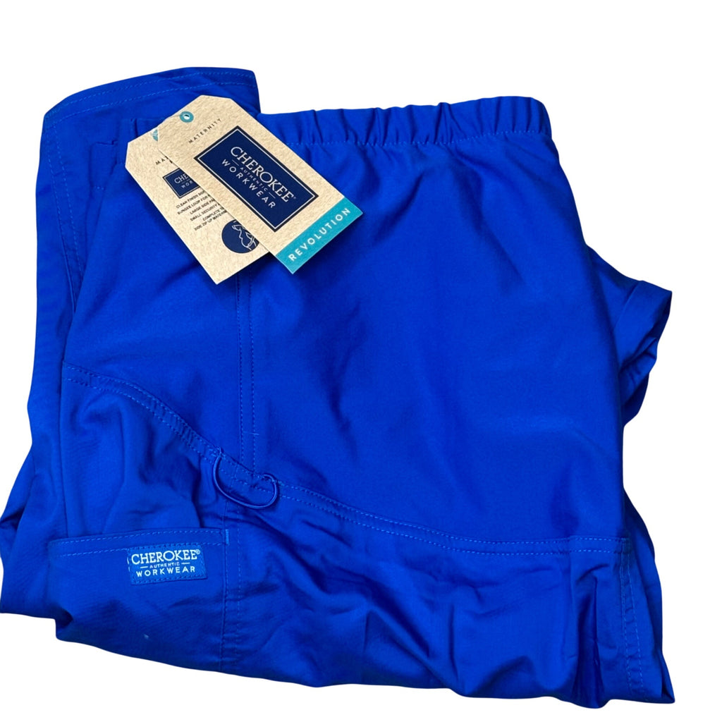 Cherokee Workwear Maternity Scrub Pants 2XL Elastic Stretch Panel Royal Blue