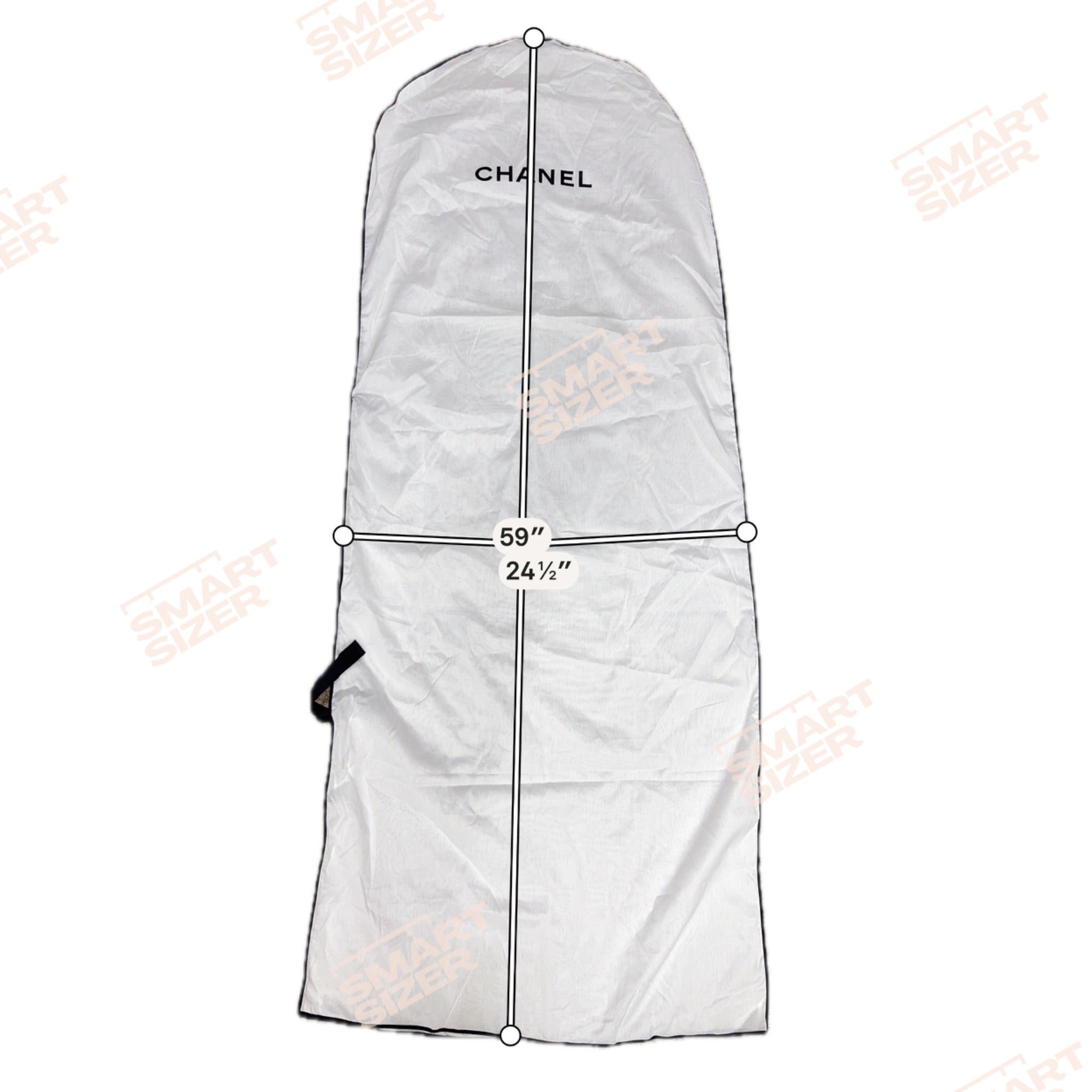 Chanel White Garment Bag 59"x24.5" Dustproof Cover With Black Trim For Dresses Or Coats