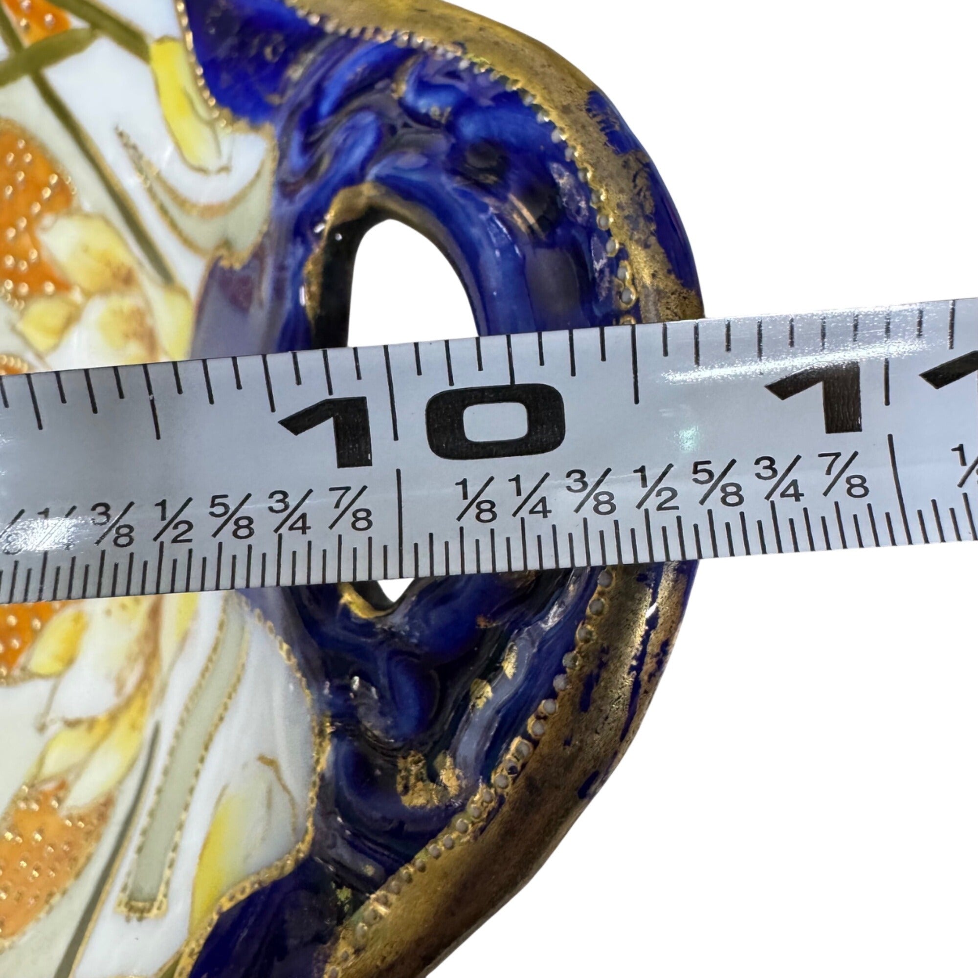 Vintage Imperial Nippon Porcelain Bowl Handles Cobalt Blue Gold Floral Gilt 10.5
