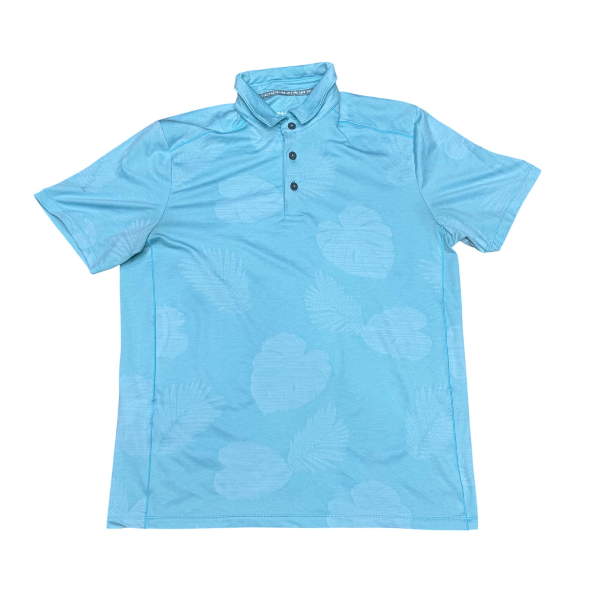 Tommy Bahama Delray Frond Polo Shirt Mens S Blue Tropical Palm Coast IslandZone