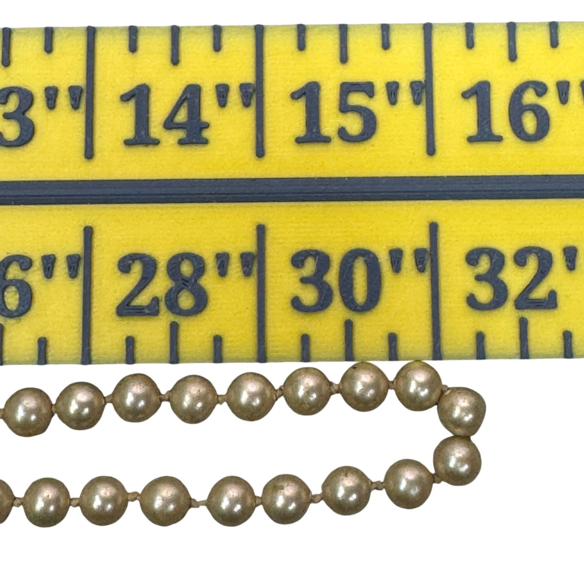 30" Long Double Knotted Silver Clasp Vintage Classic Gold Pearl Beaded Necklace