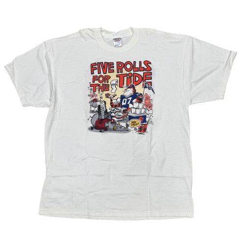 2007 Auburn Vs Alabama Tiger Rag T-shirt Mens Size XL Five Rolls For The Tide
