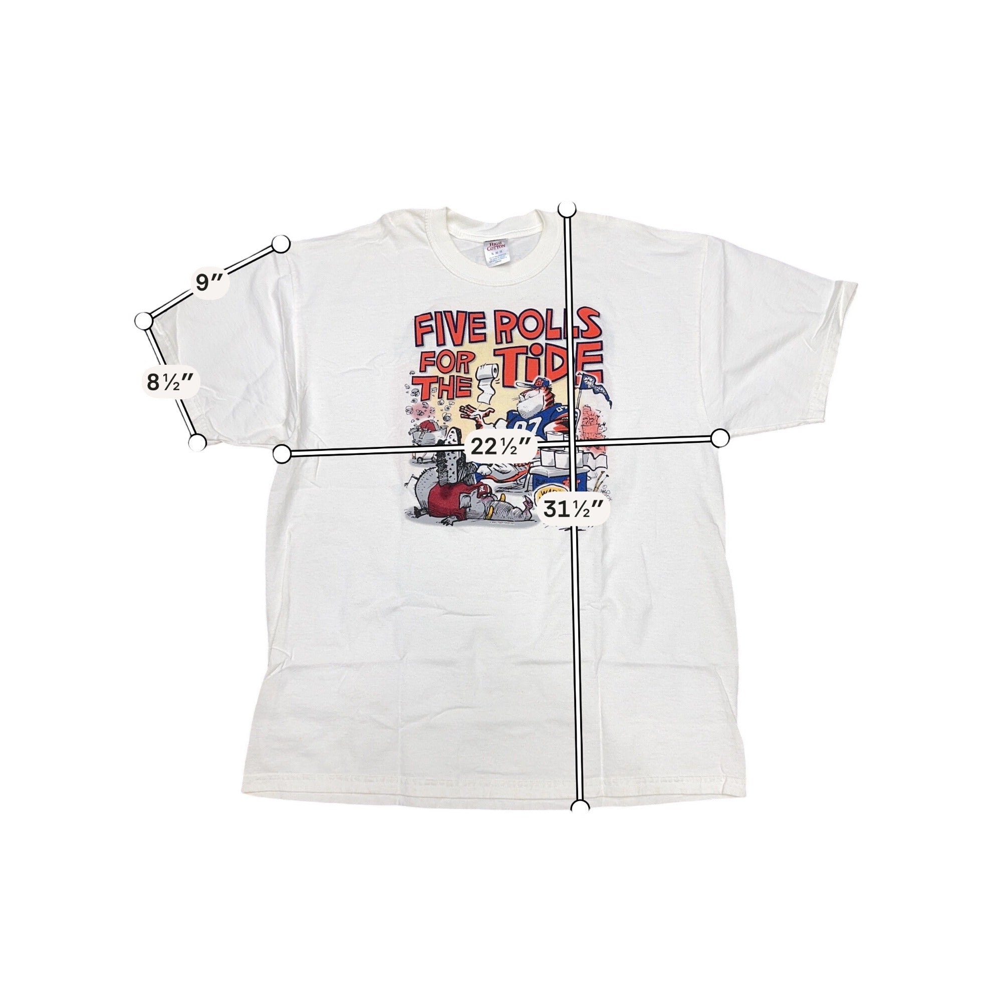 2007 Auburn Vs Alabama Tiger Rag T-shirt Mens Size XL Five Rolls For The Tide
