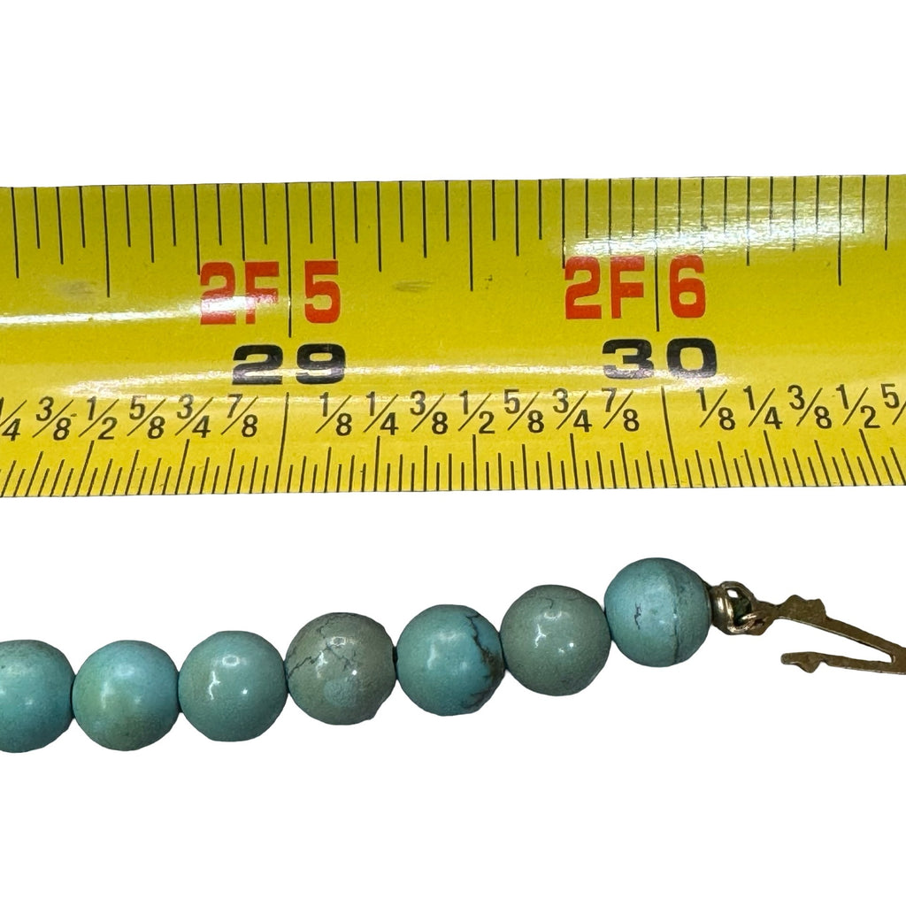 Amazonite Beaded Necklace Turquoise Color Beaded 14k Gold Accents & Clasp 30"