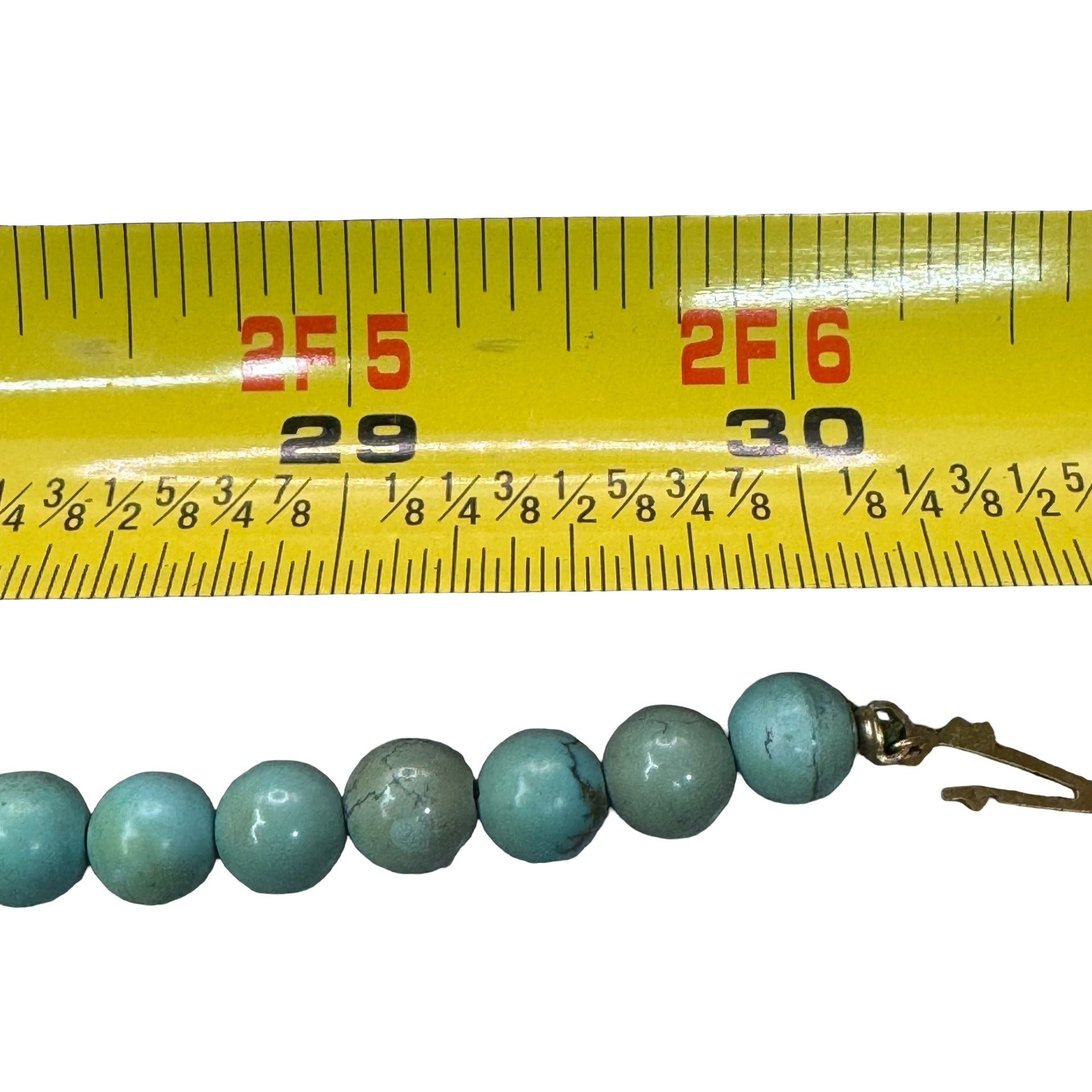 Amazonite Beaded Necklace Turquoise Color Beaded 14k Gold Accents & Clasp 30"