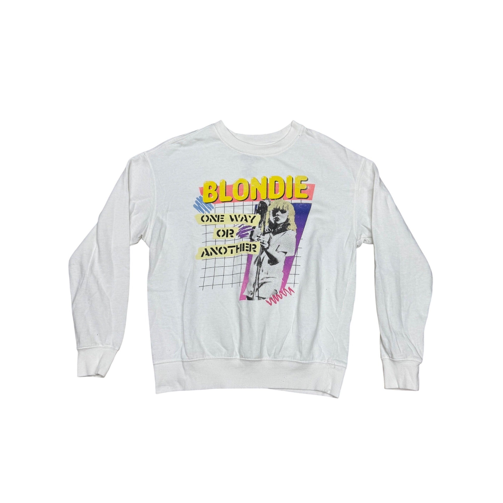Blondie Size Medium White "One way Or Another" Crewneck Graphic Band Sweatshirt
