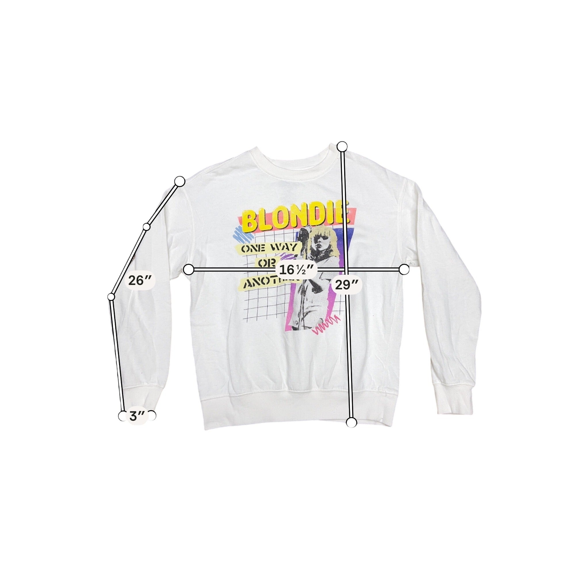 Blondie Size Medium White "One way Or Another" Crewneck Graphic Band Sweatshirt